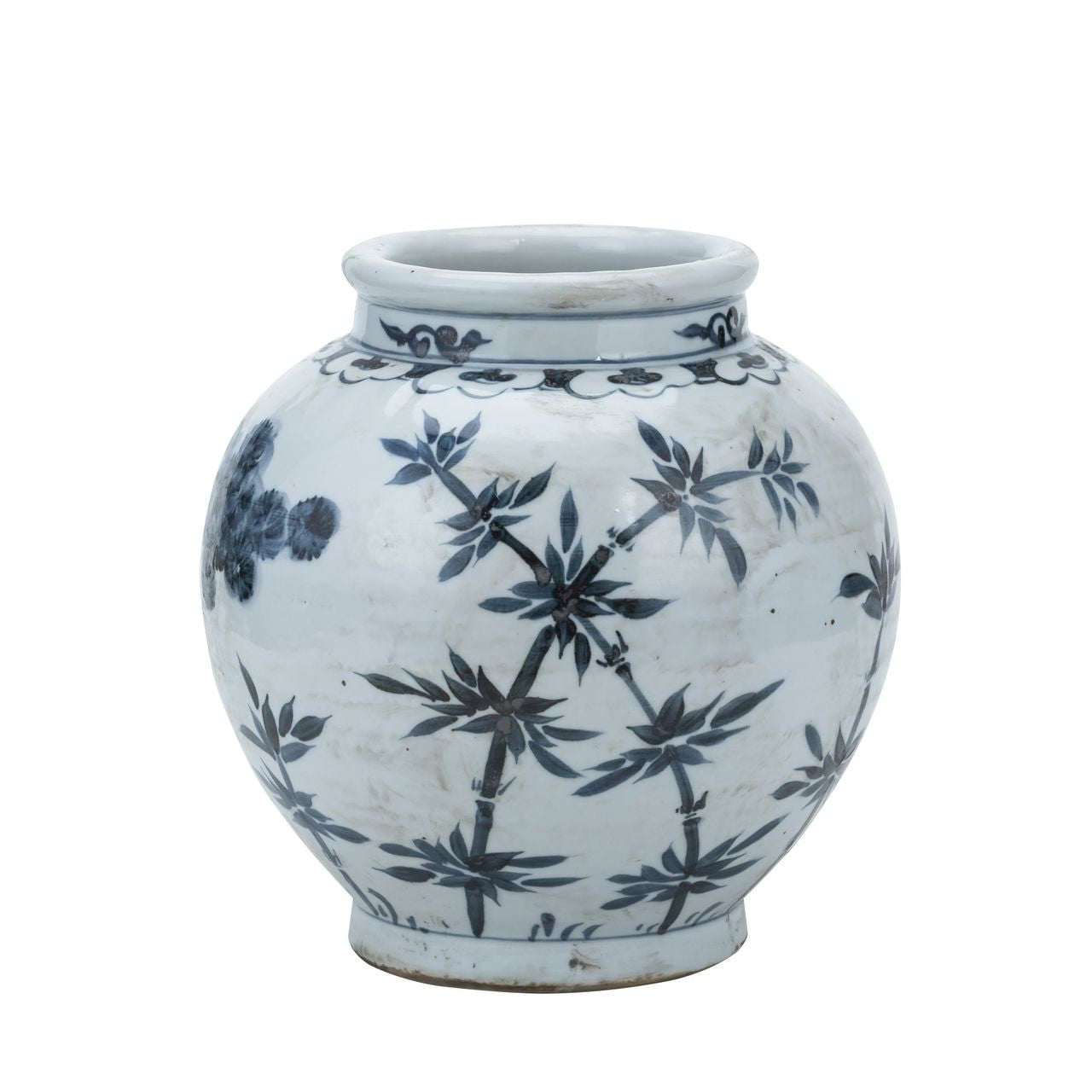 Pine and Bamboo Jar - Dark Navy/White