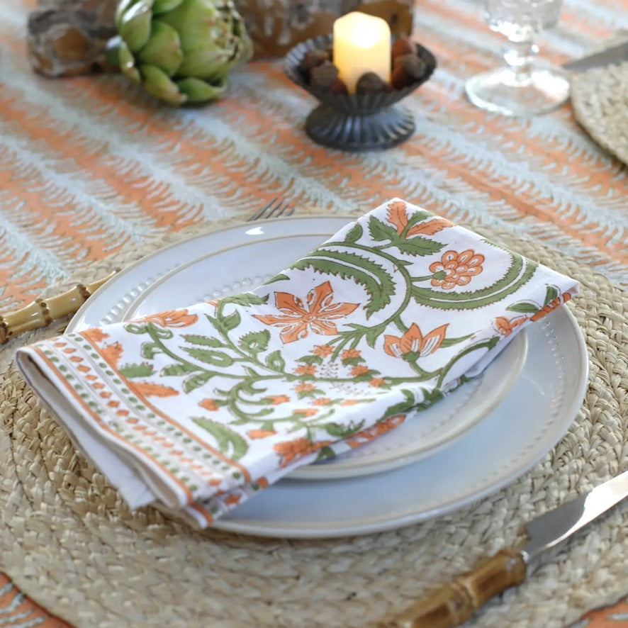 Aria Napkin - Orange and Green