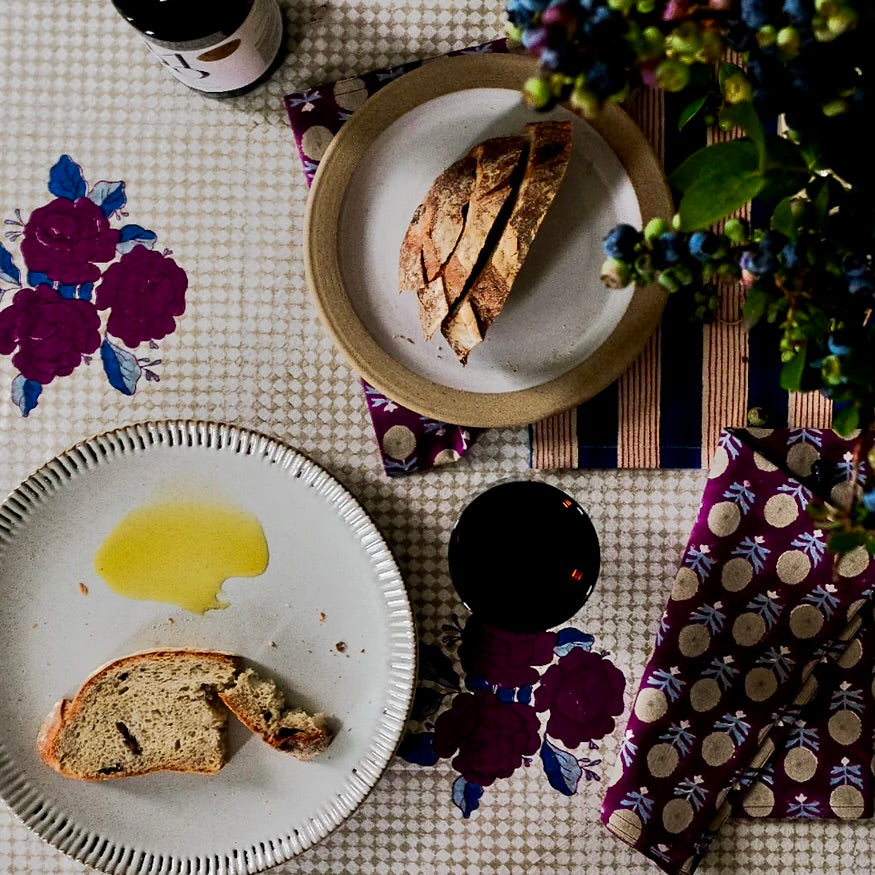 Eggplant Floral Printed Napkins