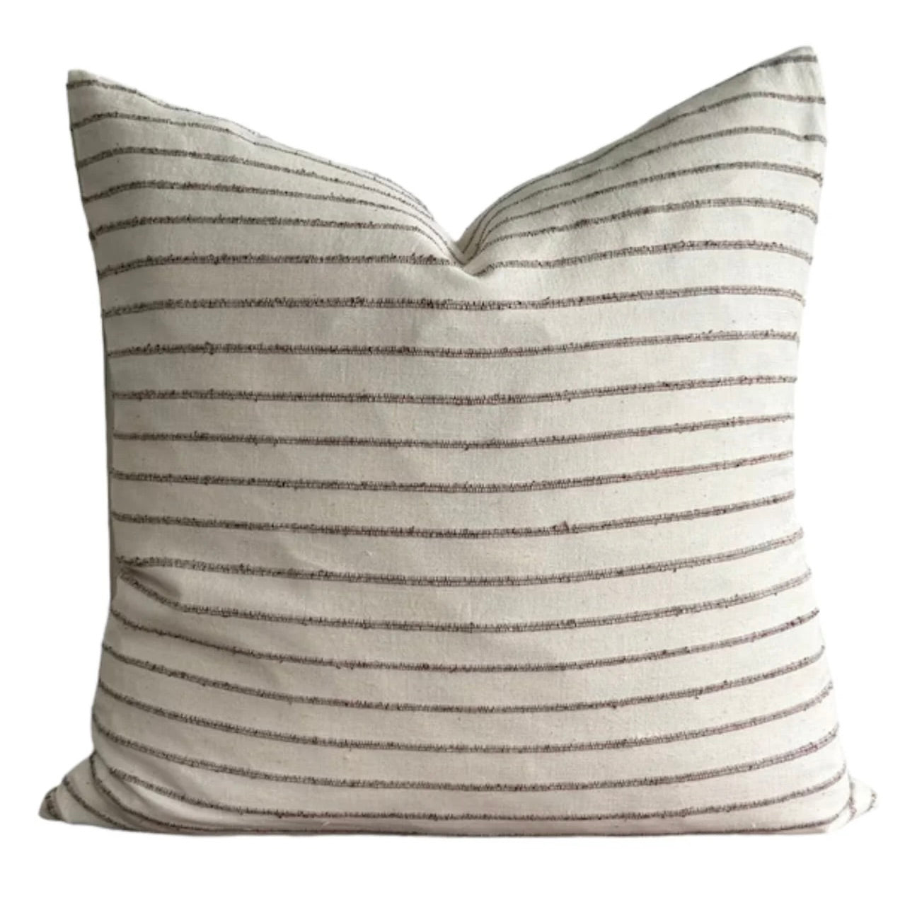 Cotton Brown Stripe Pillow - 22" x 22"