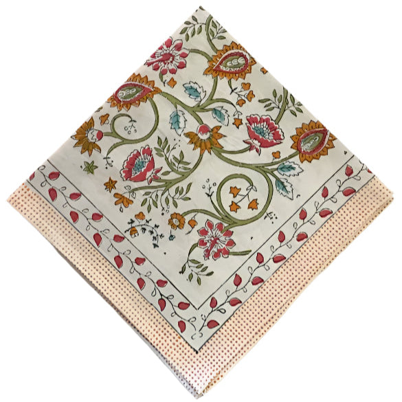 Green & Orange Vine Napkin