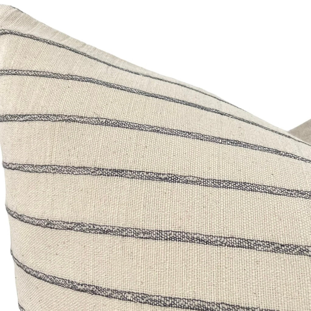 Cotton Black Stripe Pillow - 22" x 22"