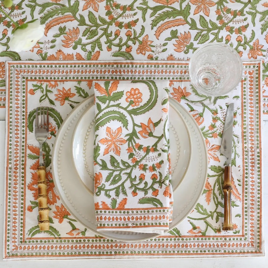 Aria Napkin - Orange and Green