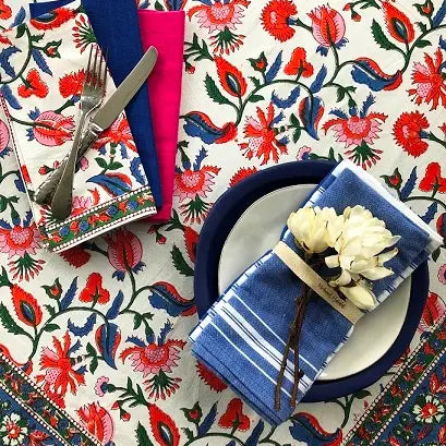 Red & Blue Floral Napkin