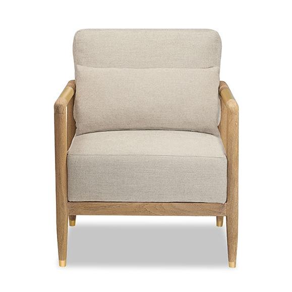 Beach Wood & Brass Arm Chair