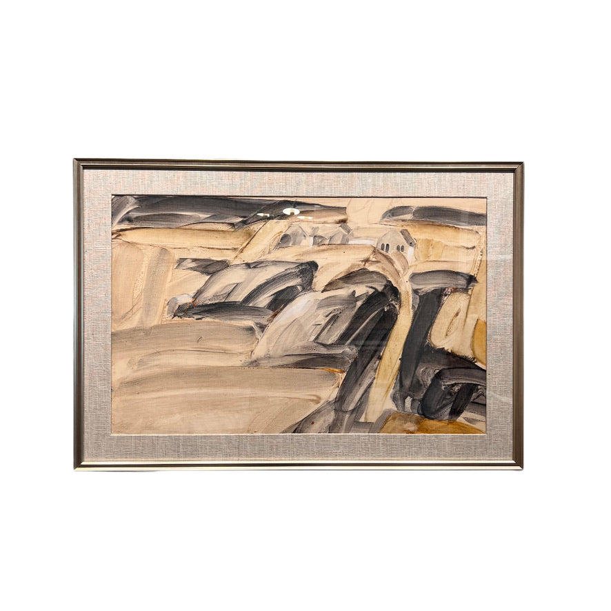 1960's WATERCOLOR & ACRYLIC ABSTRACT LANDSCAPE