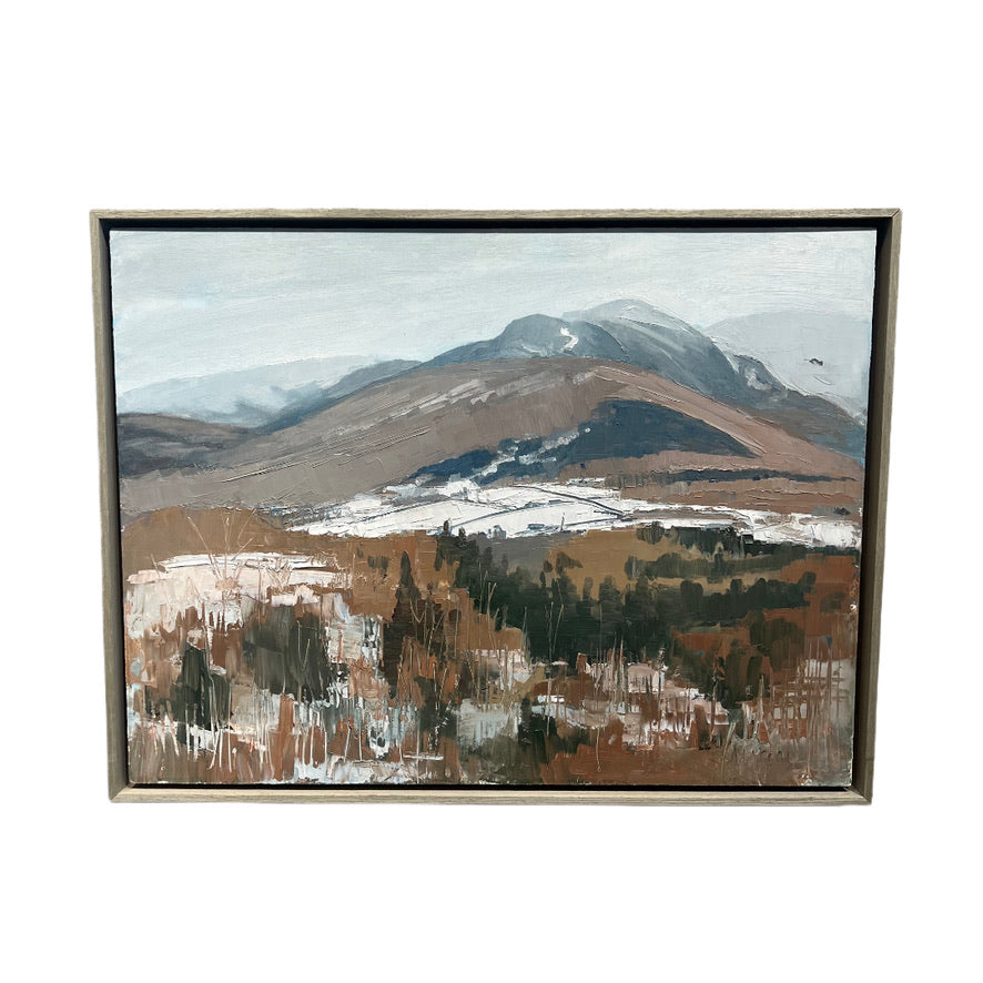 OIL ON BOARD - SNOW IN THE MOUNTAINS