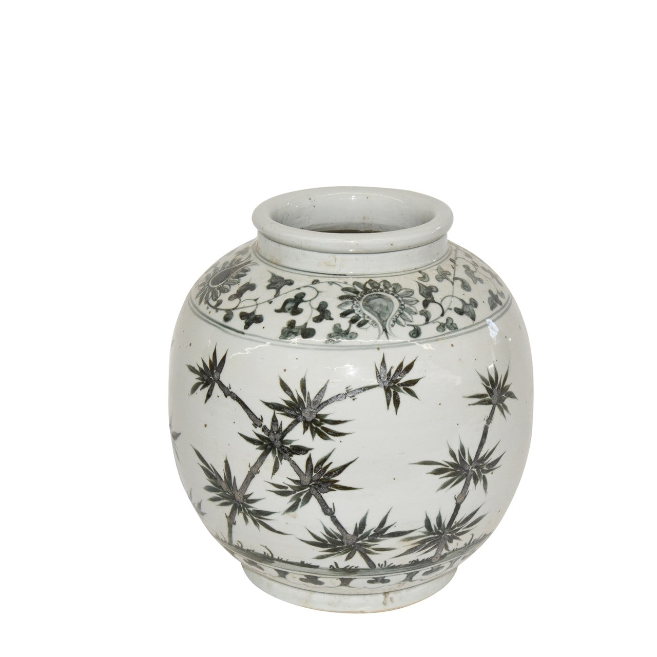 Flower Bamboo Open Top Jar