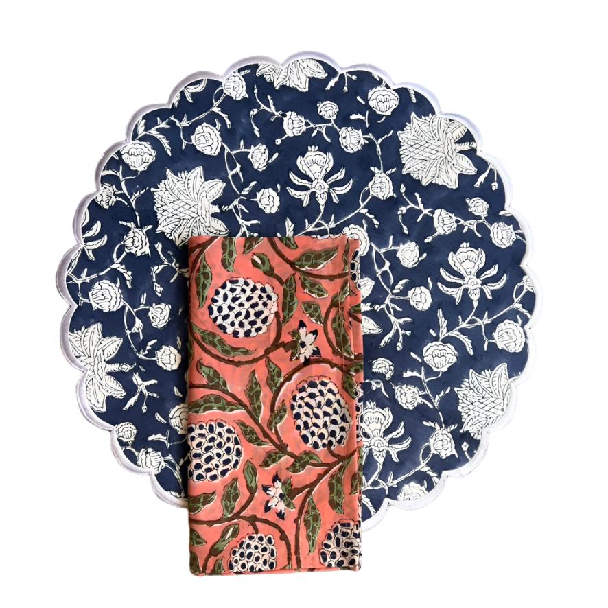 Dark Salmon Vine Napkin