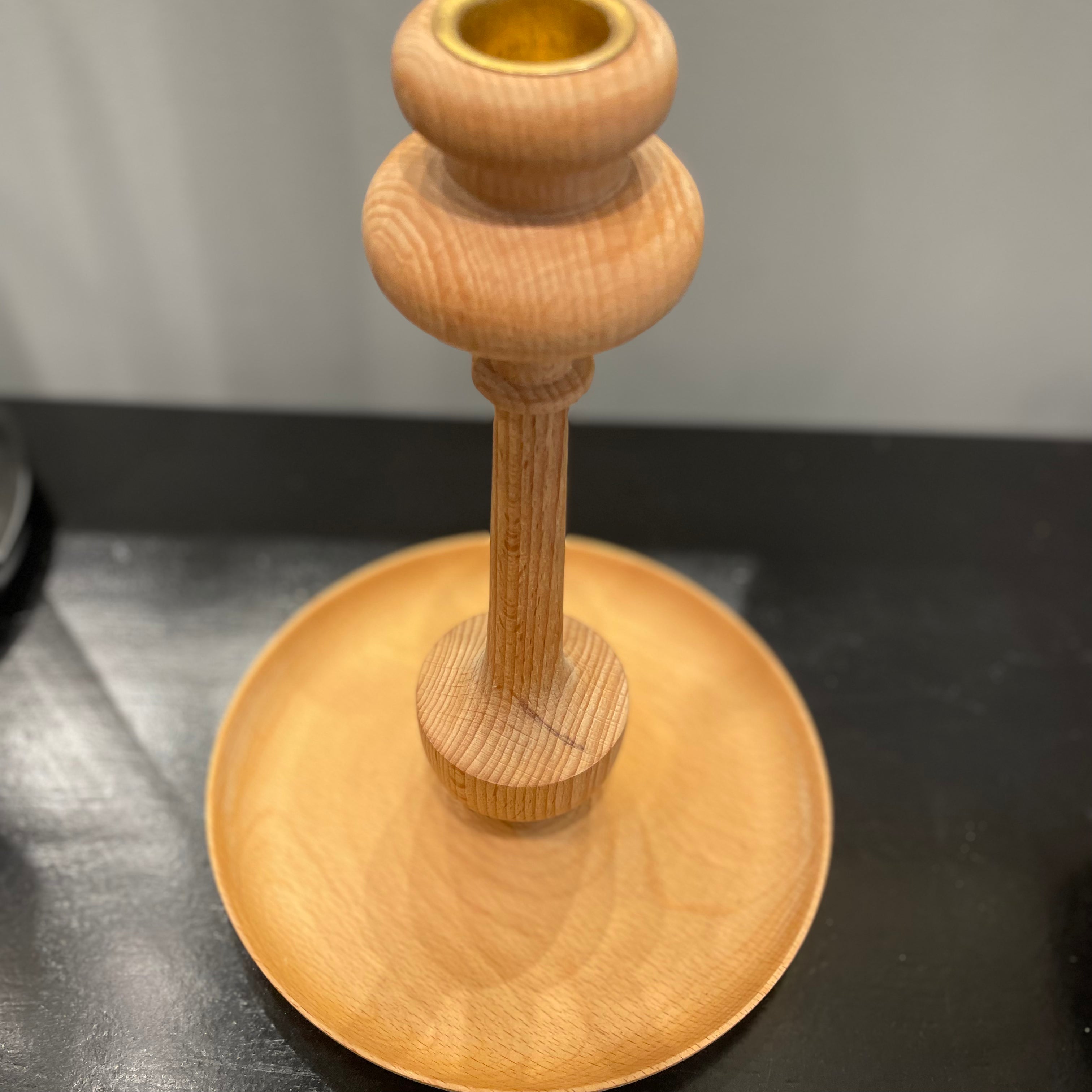 Beechwood Candlestick with Hurricane