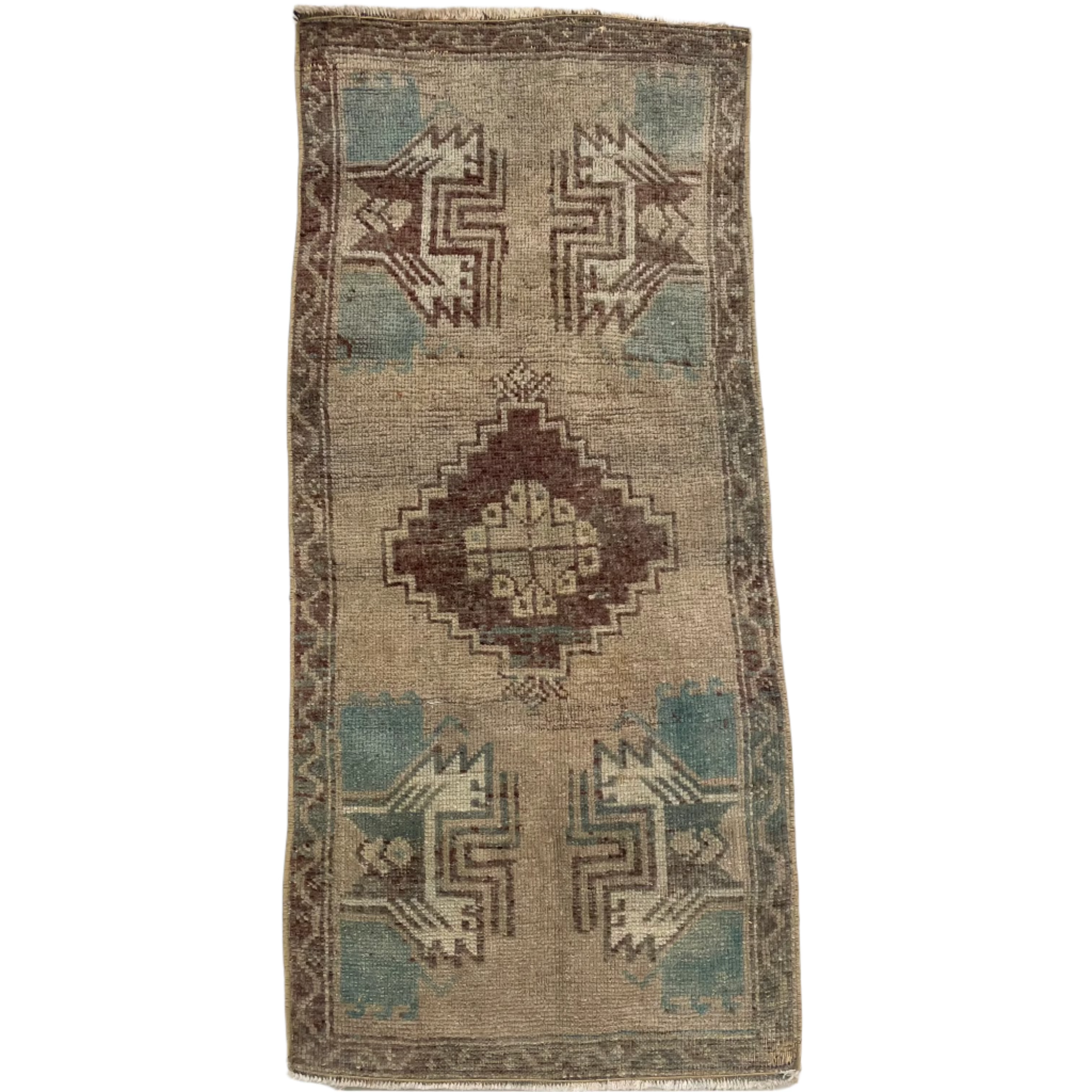 Beige / Brown / Turquiose Oushak Mini