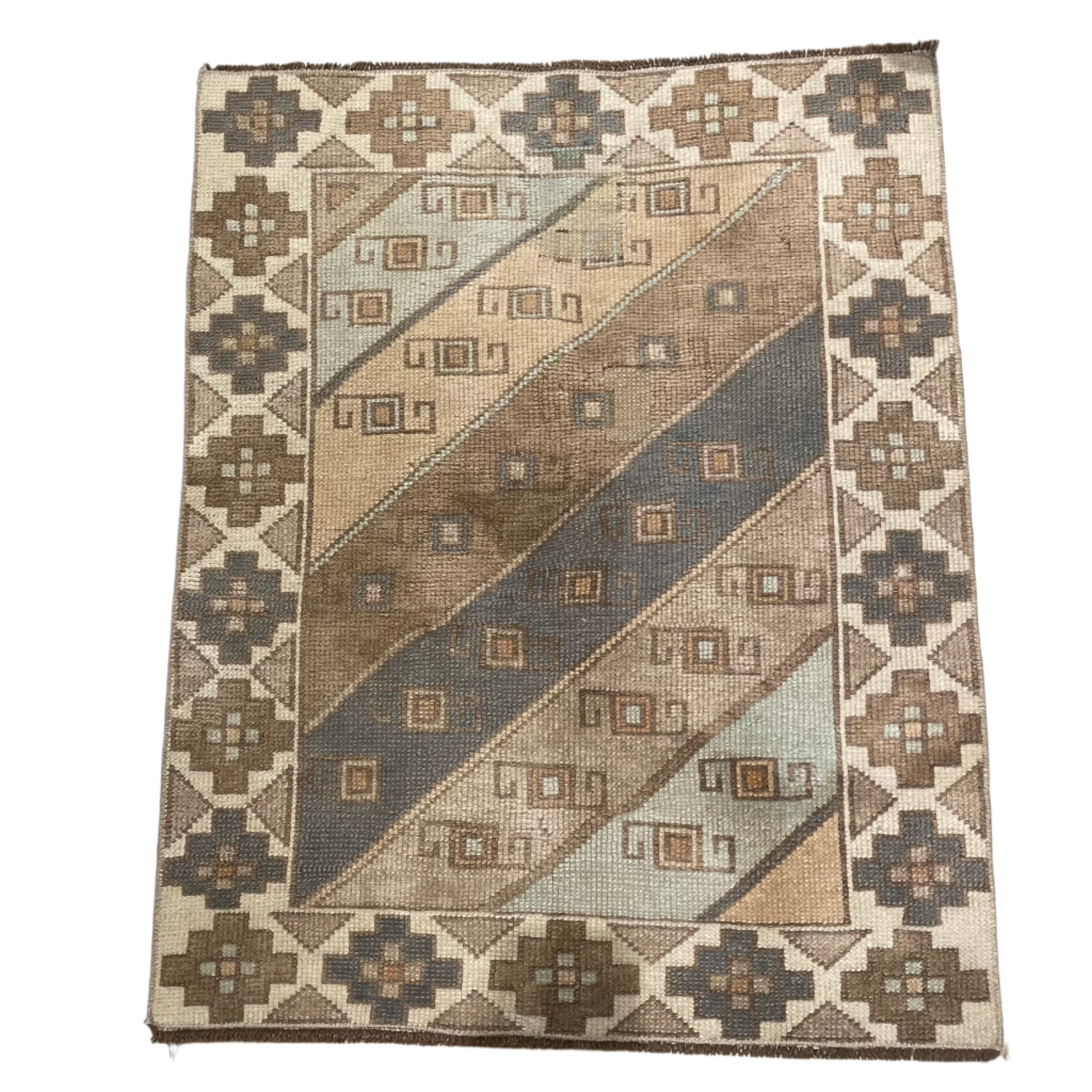 Vintage Multi Beige / Cream /Blue Turkish Oushak Rug