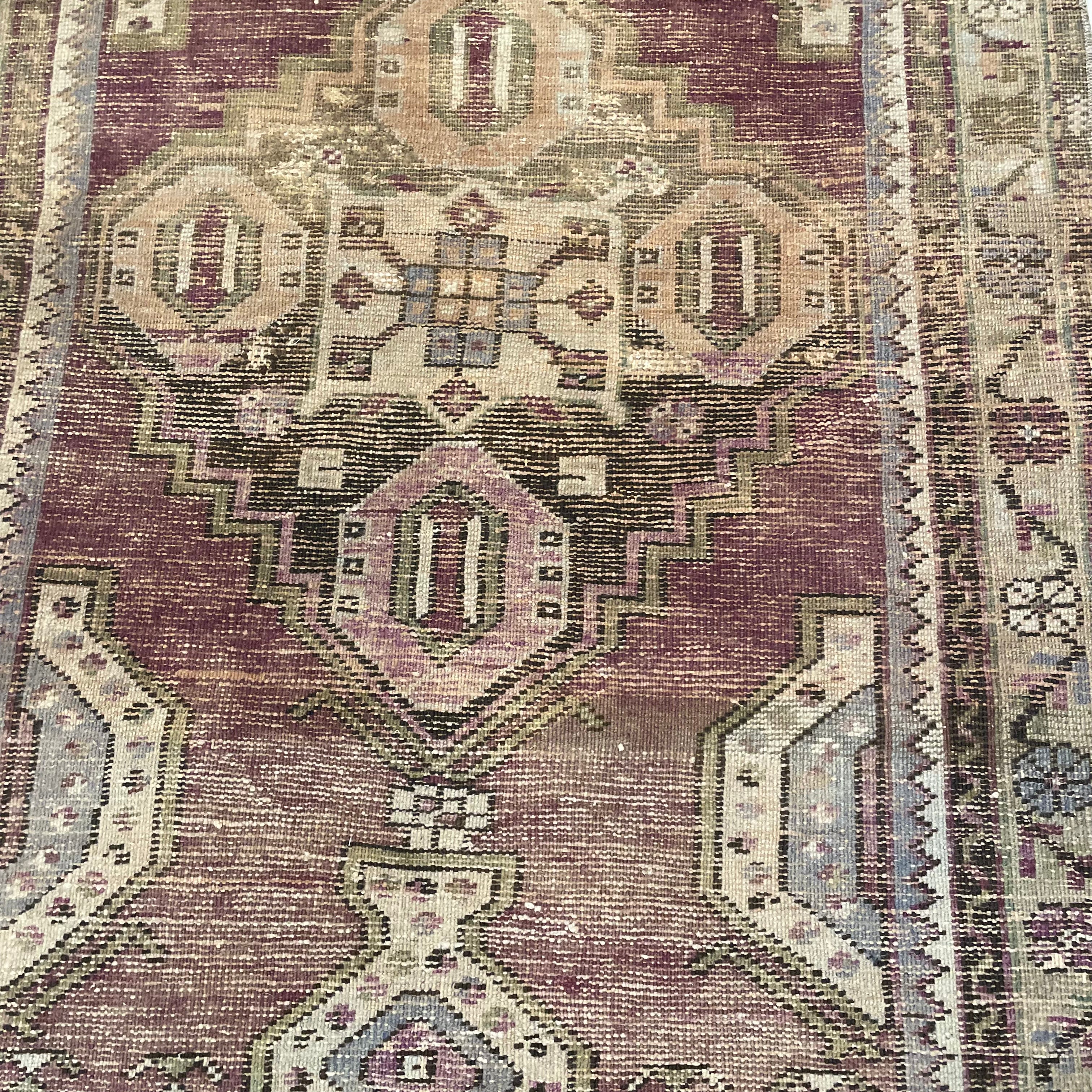 Vintage Multi Red / Blue / Beige Oushak Rug
