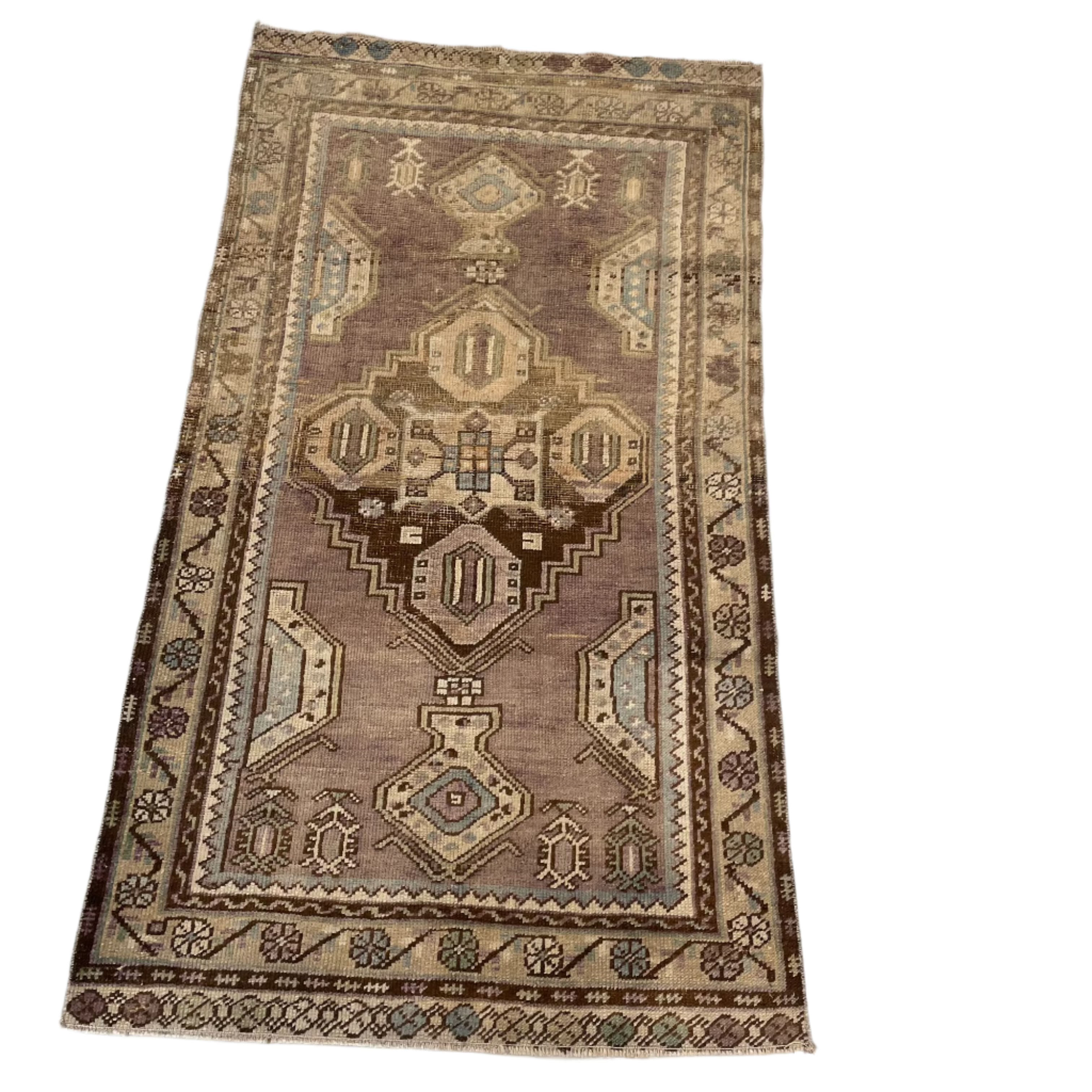 Vintage Multi Red / Blue / Beige Oushak Rug