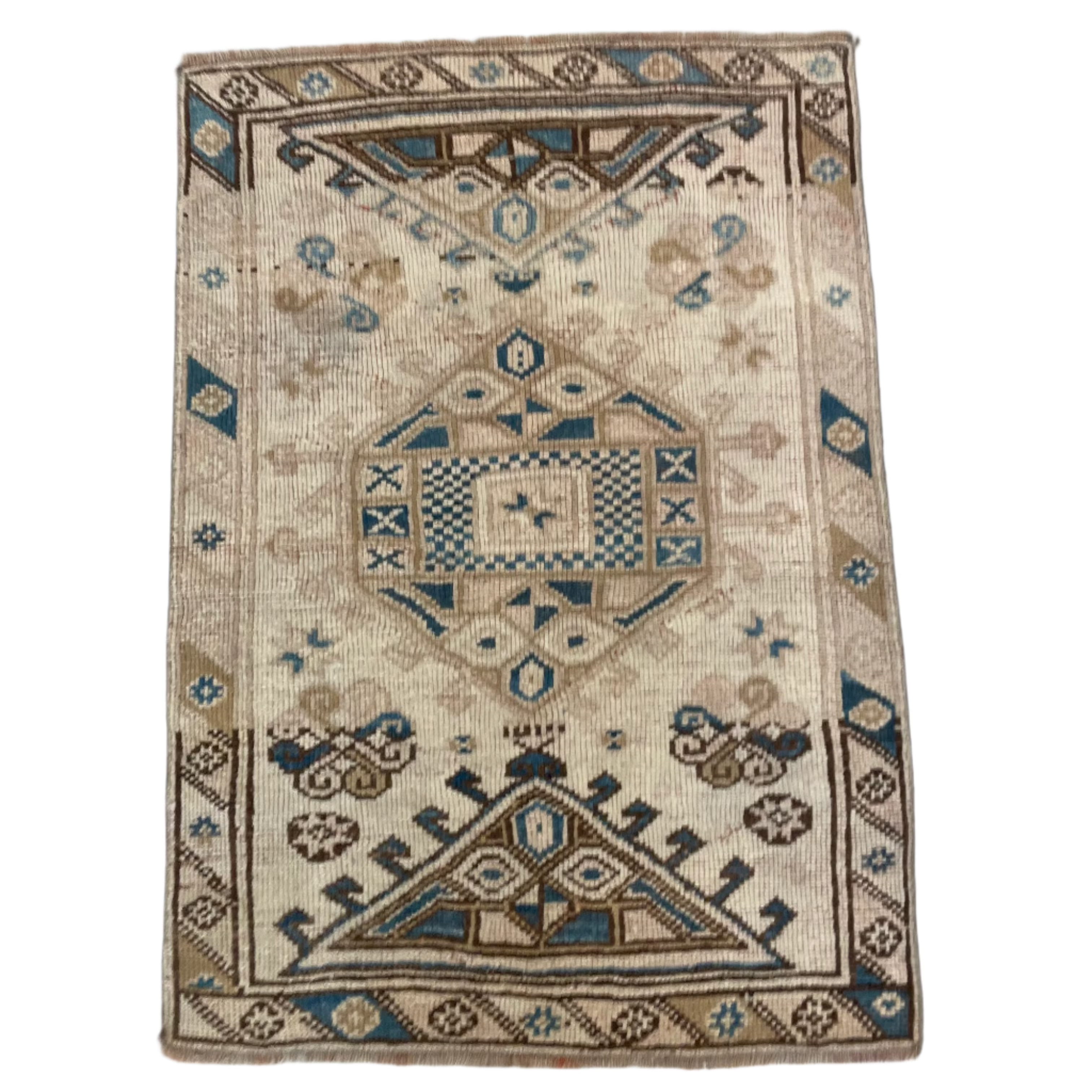 Vintage Multi Beige / Blue / Brown Oushak Rug