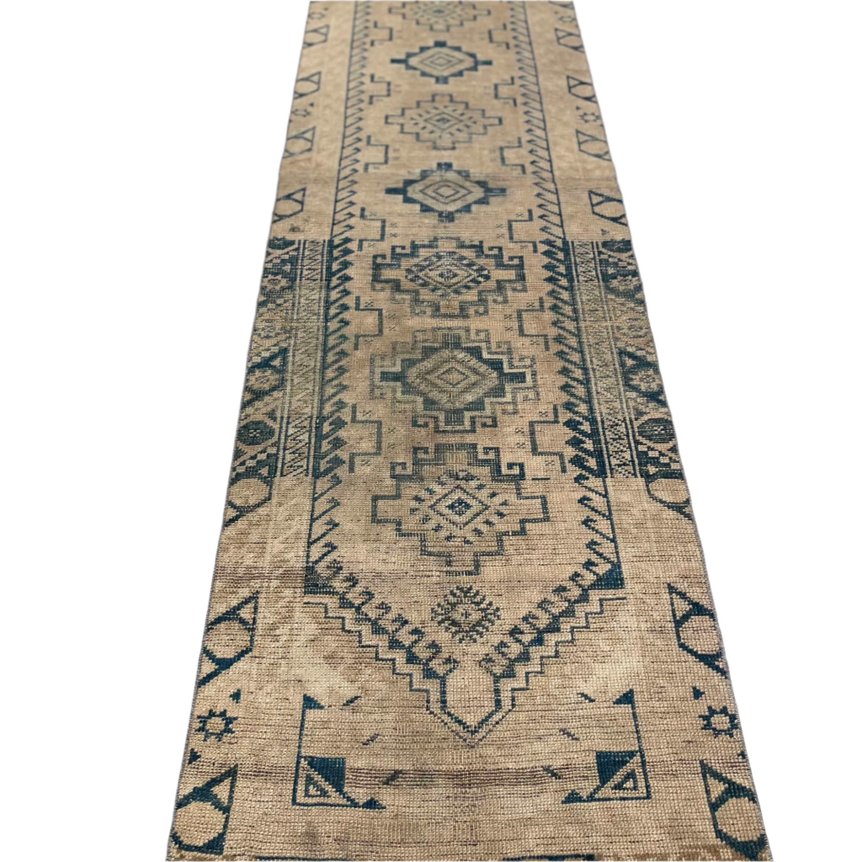 Vintage Multi Beige / Blue Turkish Oushak Runner