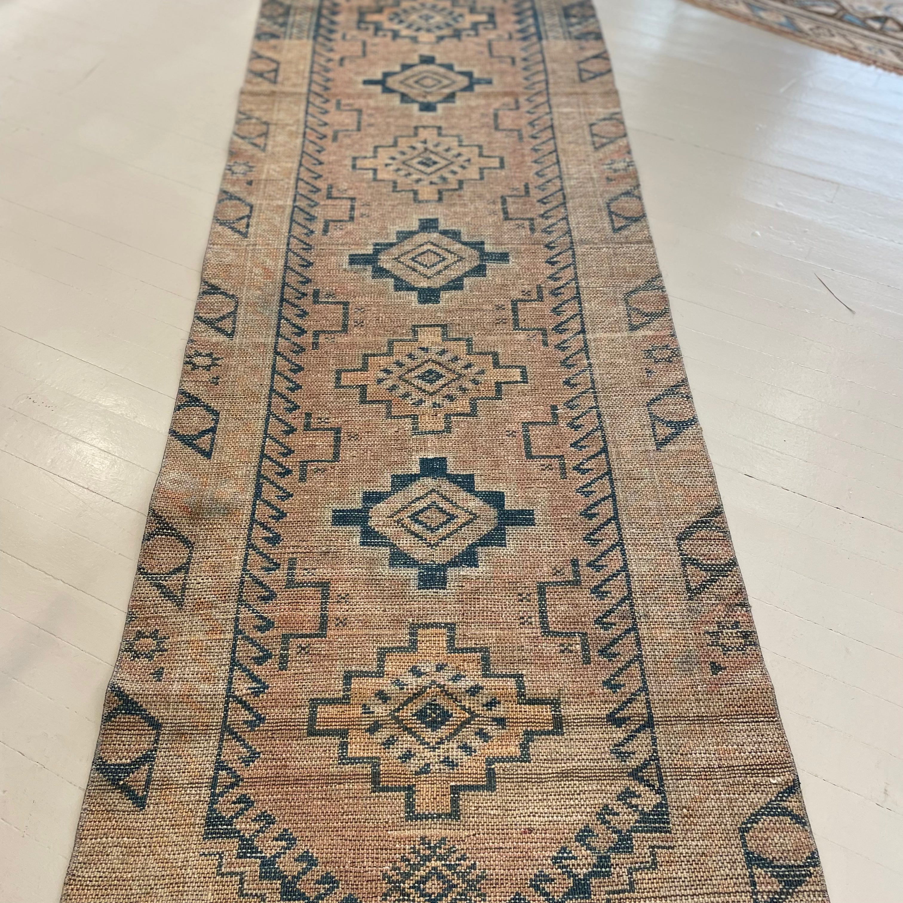 Vintage Multi Beige / Blue Turkish Oushak Runner