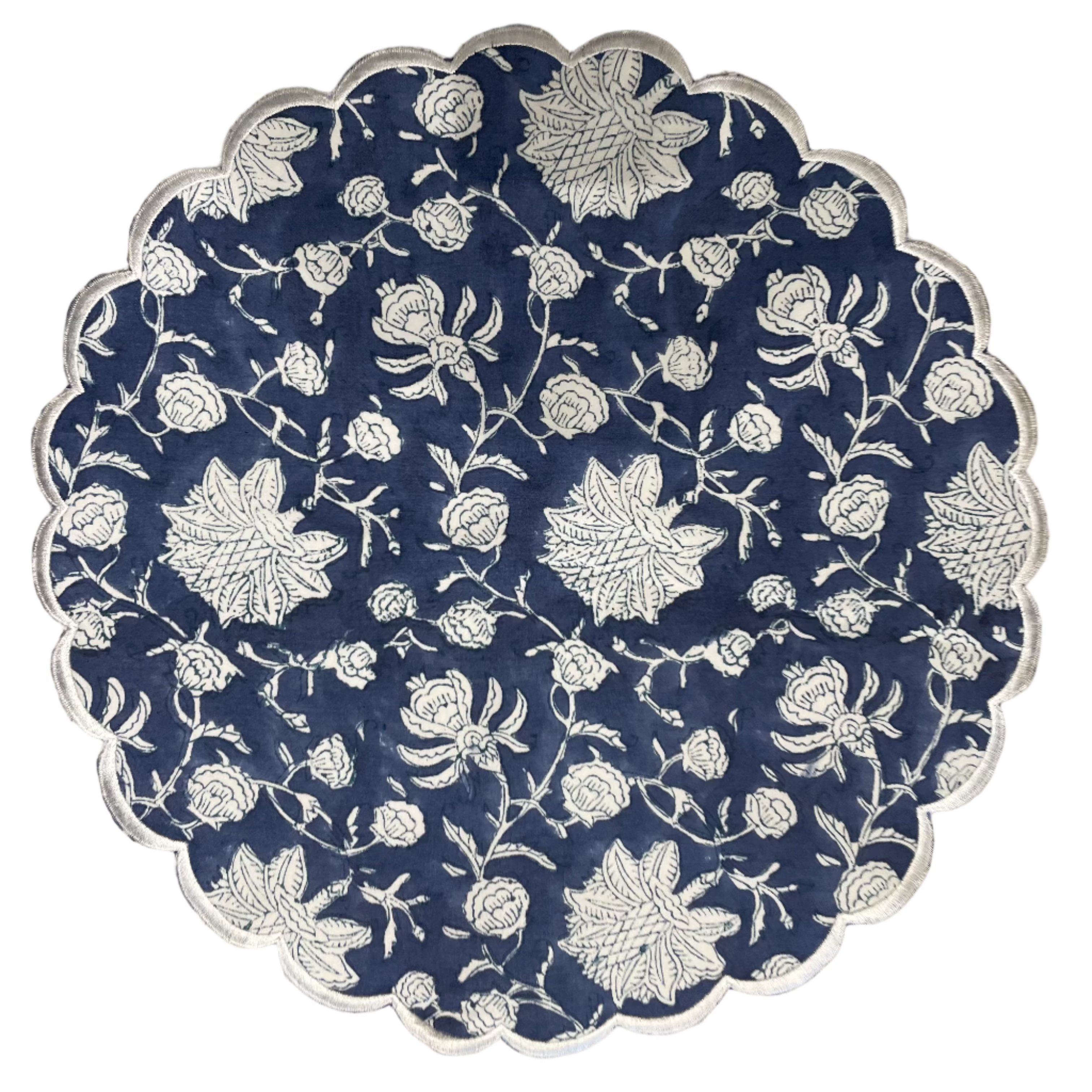 Blue & White Floral Scallop Placemat