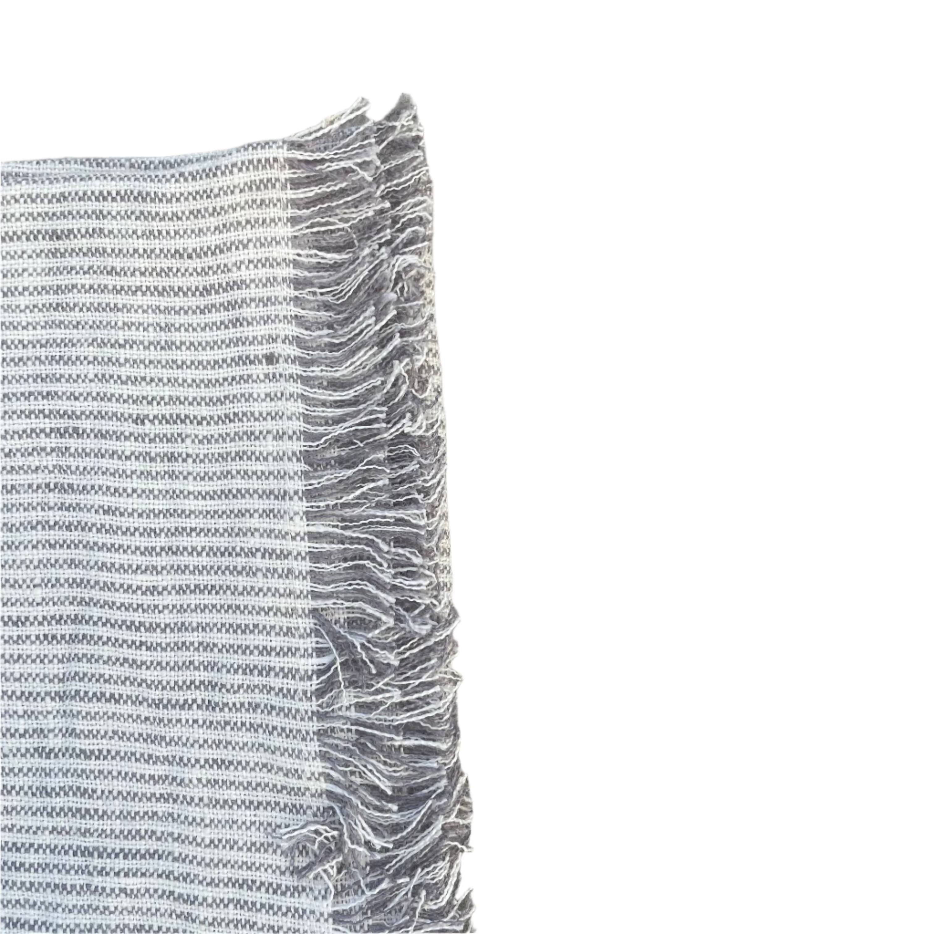 Grey Stripe Fringe Napkins