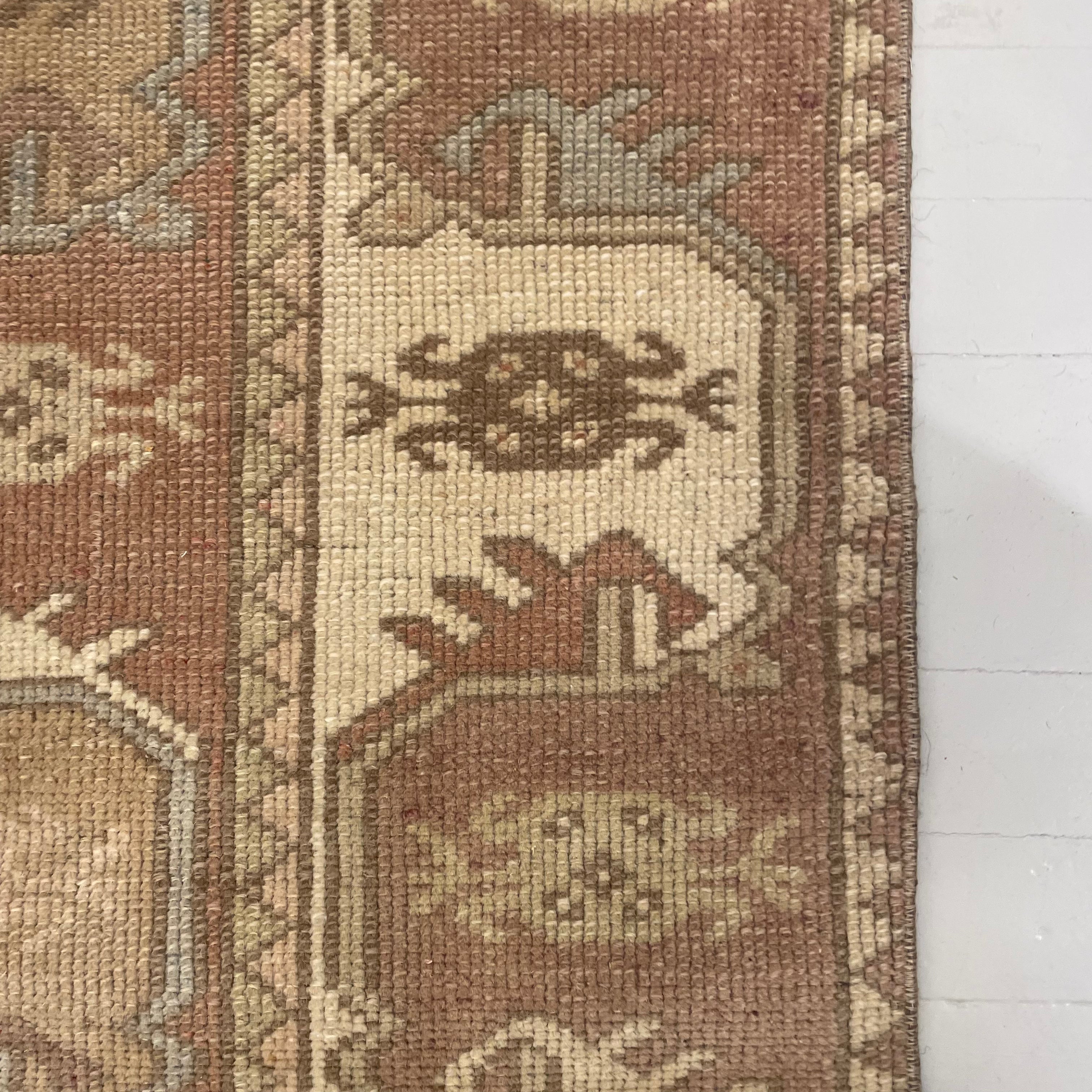 Vintage Multi Red, Grey and Brown Turkish Oushak Rug