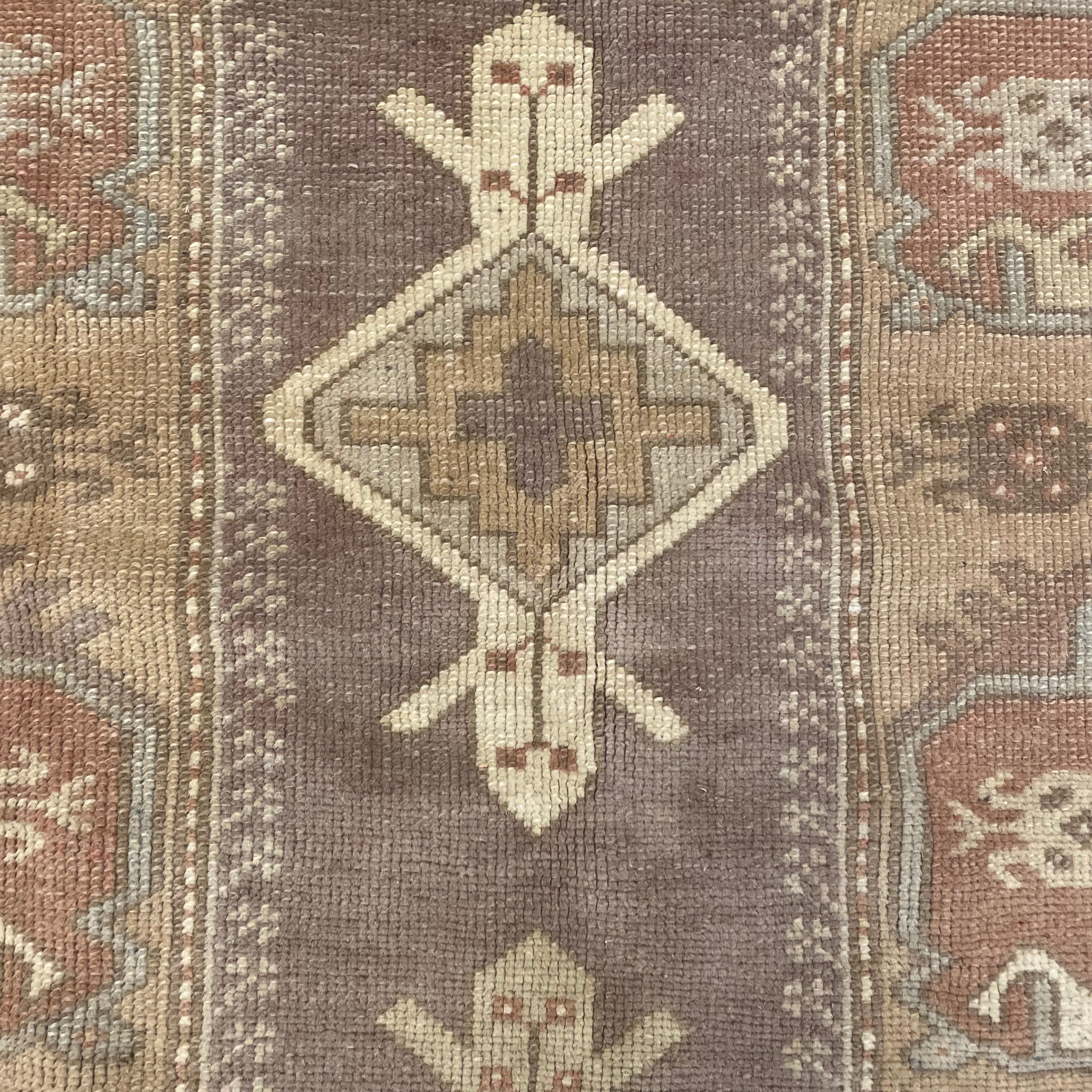 Vintage Multi Red, Grey and Brown Turkish Oushak Rug