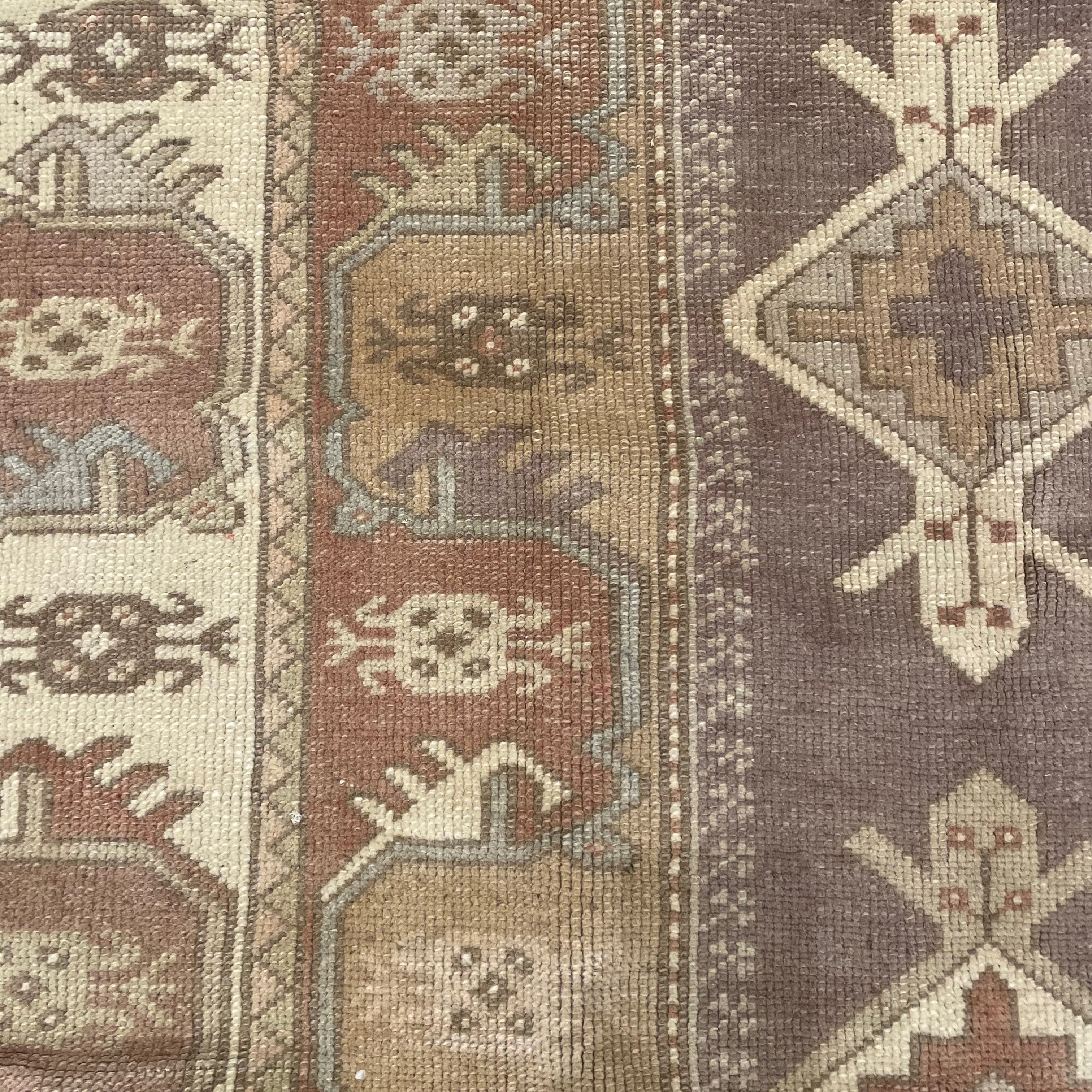 Vintage Multi Red, Grey and Brown Turkish Oushak Rug