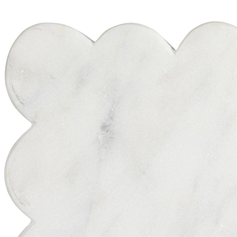 Marble Cheese/Cutting Board w/ Scalloped Edge, White