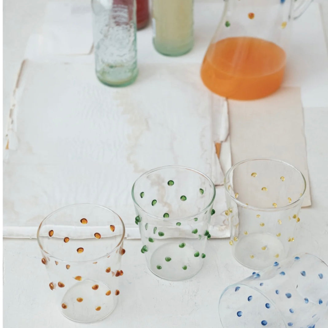 Handmade Drinking Glass w/ Raised Dots