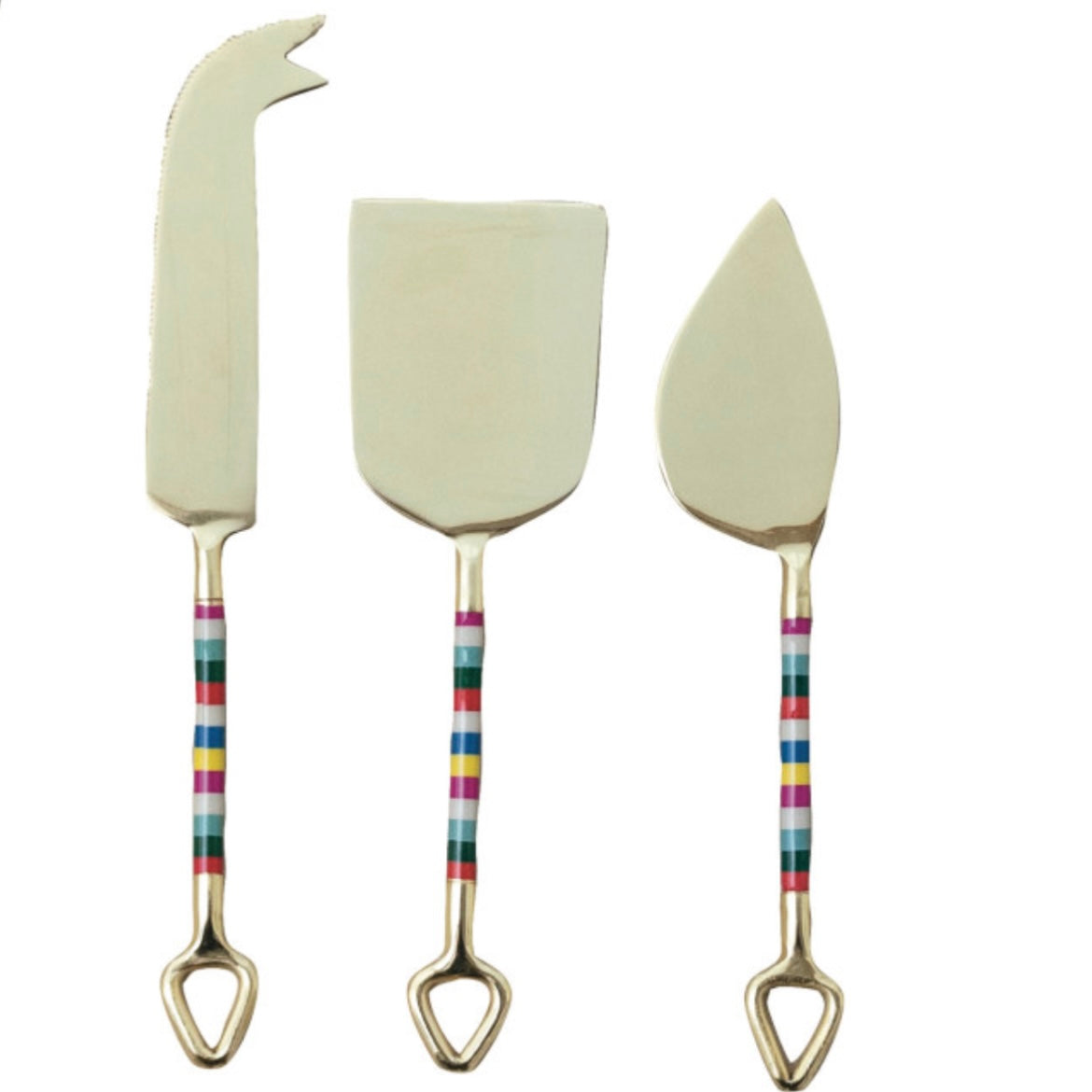 Stainless Steel Striped Cheese Servers, Set of 3