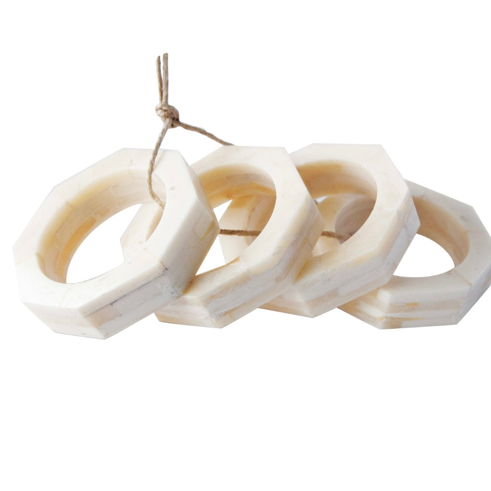 Octagon Shaped Resin Napkin Rings, Set of 4