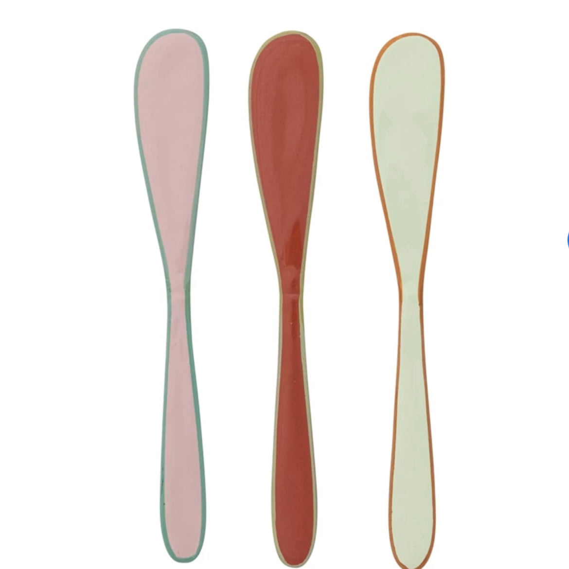 Orange/Pink/Lime Green Enameled Stainless Steel Canape Knife with Colored Edge, 3 Colors