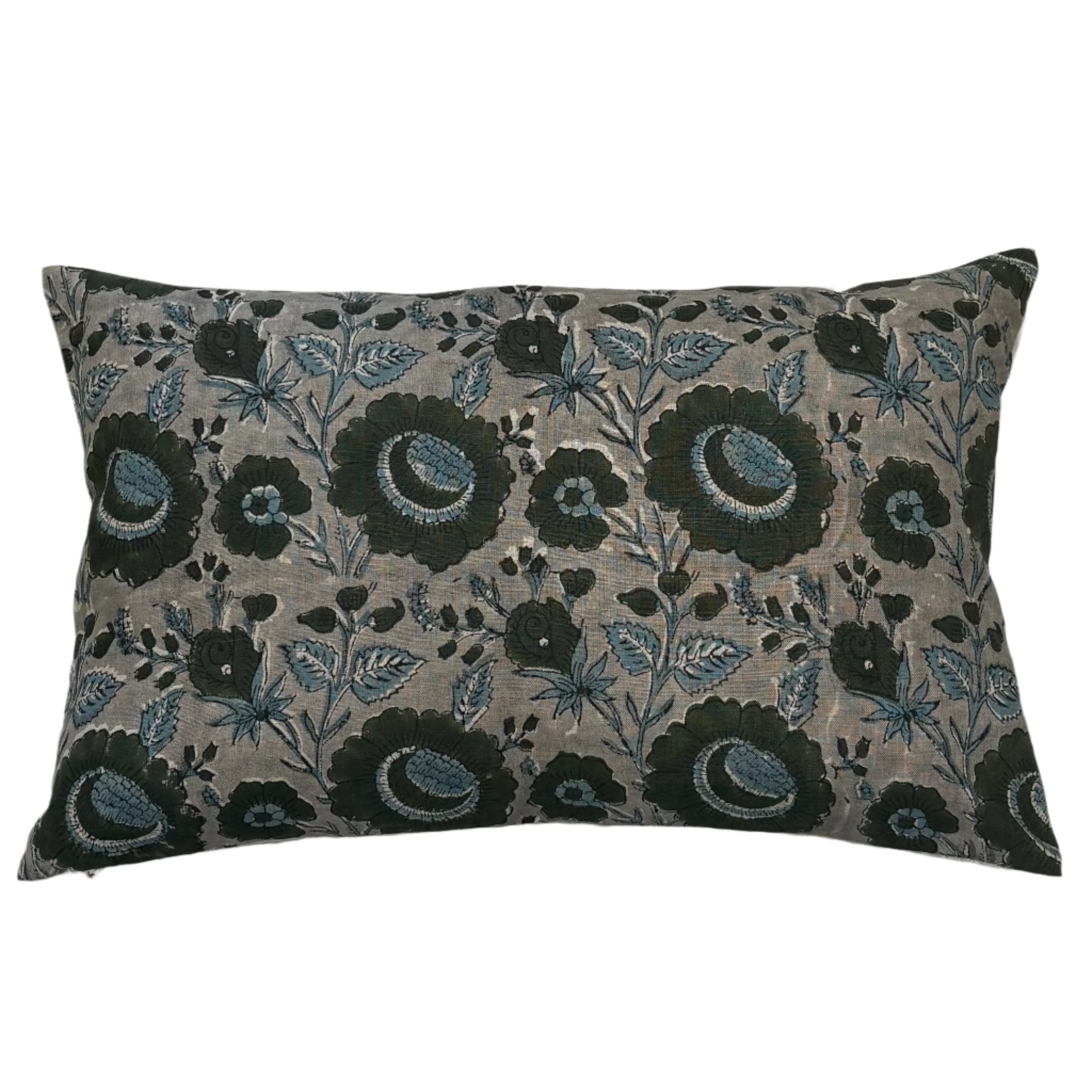 Francis Block Print Floral Pillow 14" x 22"