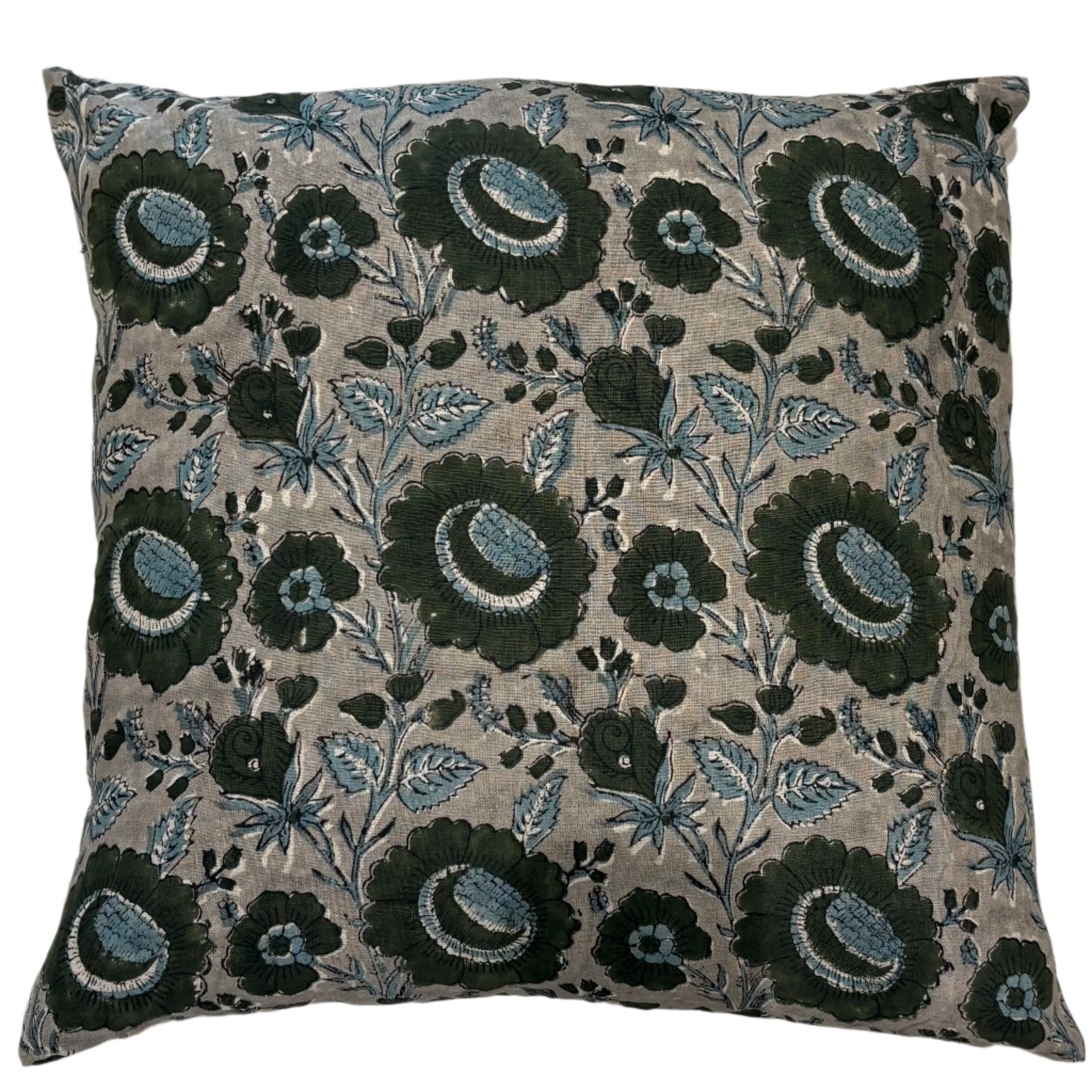 Francis Block Print Floral Pillow 20" x 20"