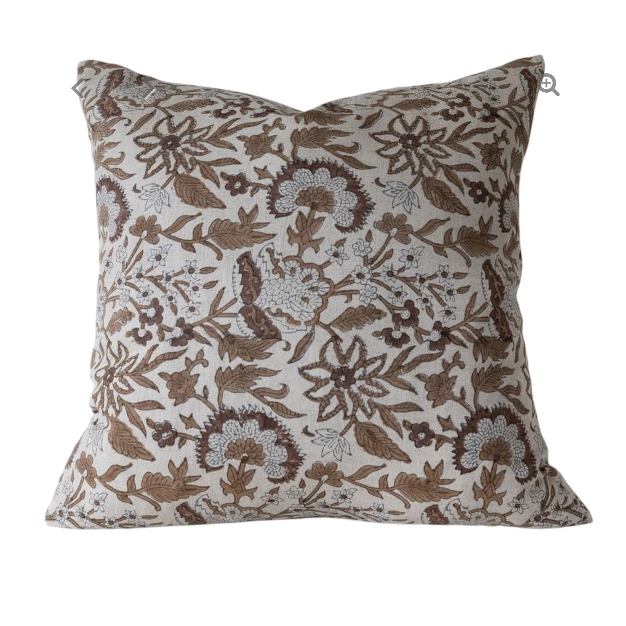 Murray Block Print Floral Pillow 20" x 20"