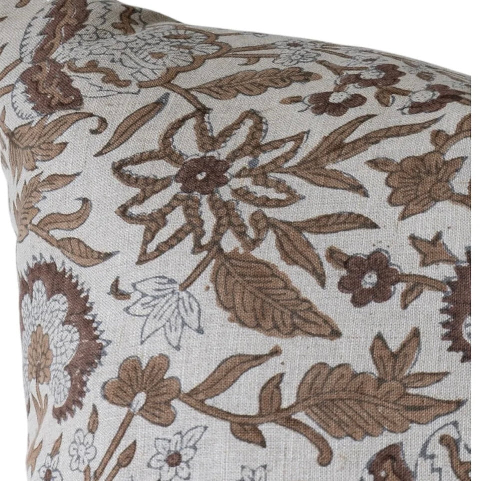 Murray Block Print Floral Pillow 20" x 20"