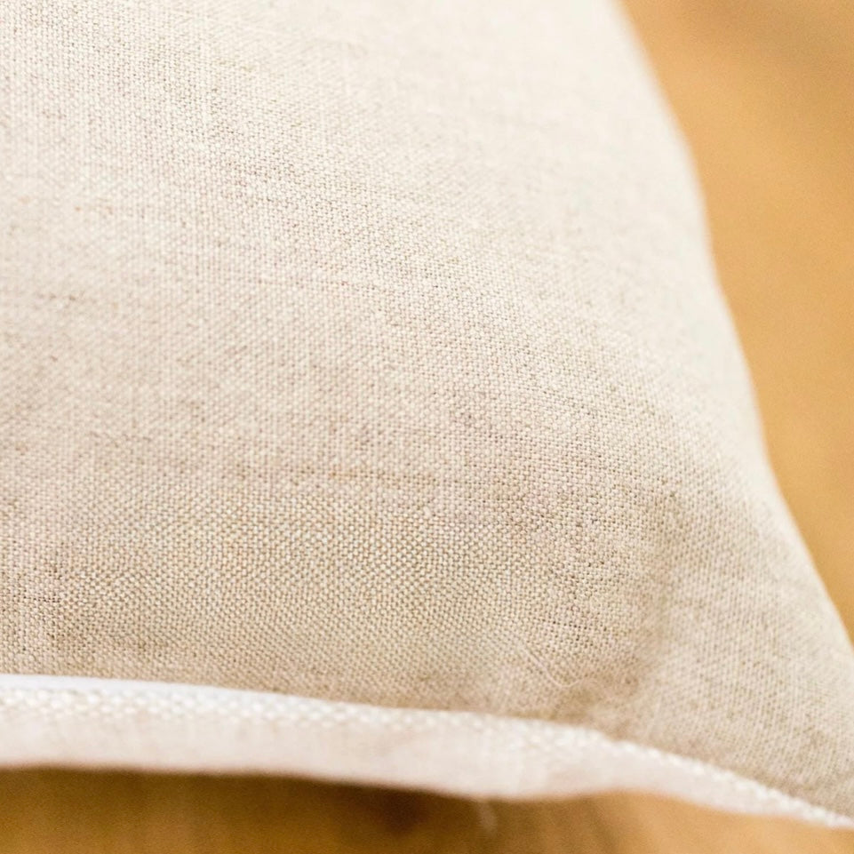 Gilford Blue Floral Block Linen Pillow 14" x 22"