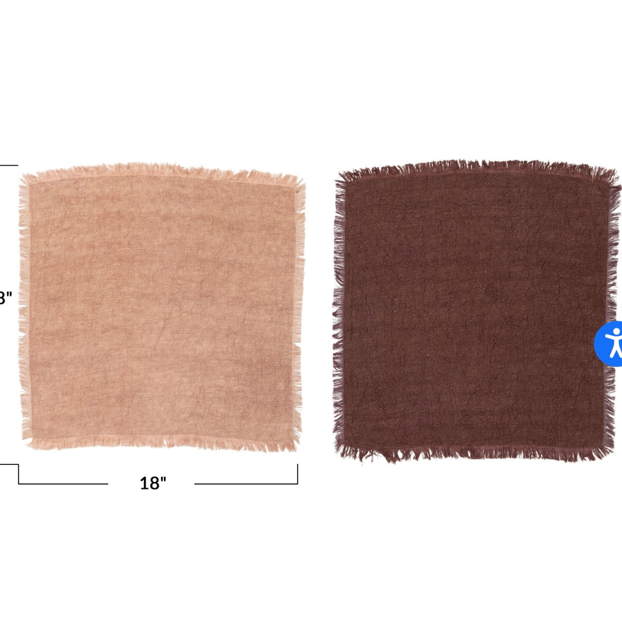 Stonewashed Linen Napkins w/ Fringe, Putty & Aubergine Color, Set of 4