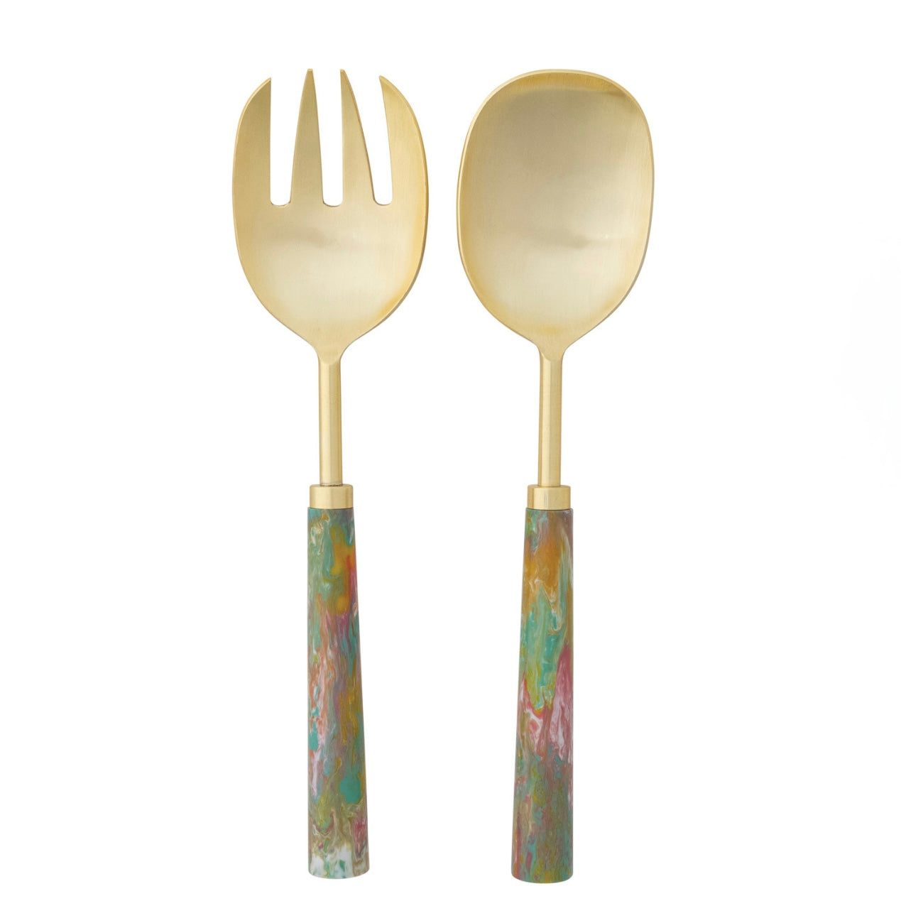 Salad Servers w/ Marbled Resin Handles