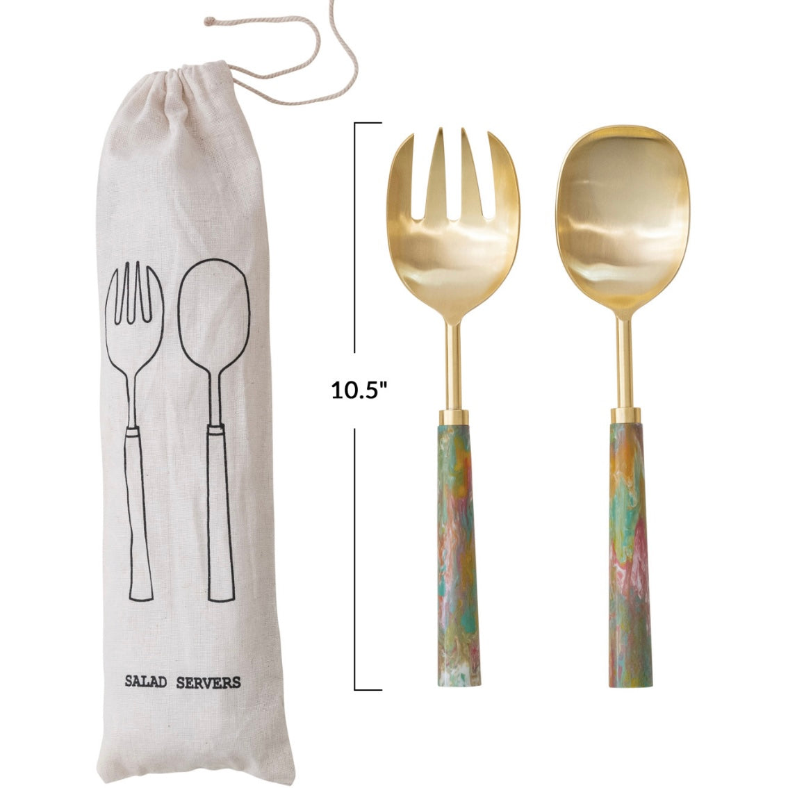 Salad Servers w/ Marbled Resin Handles