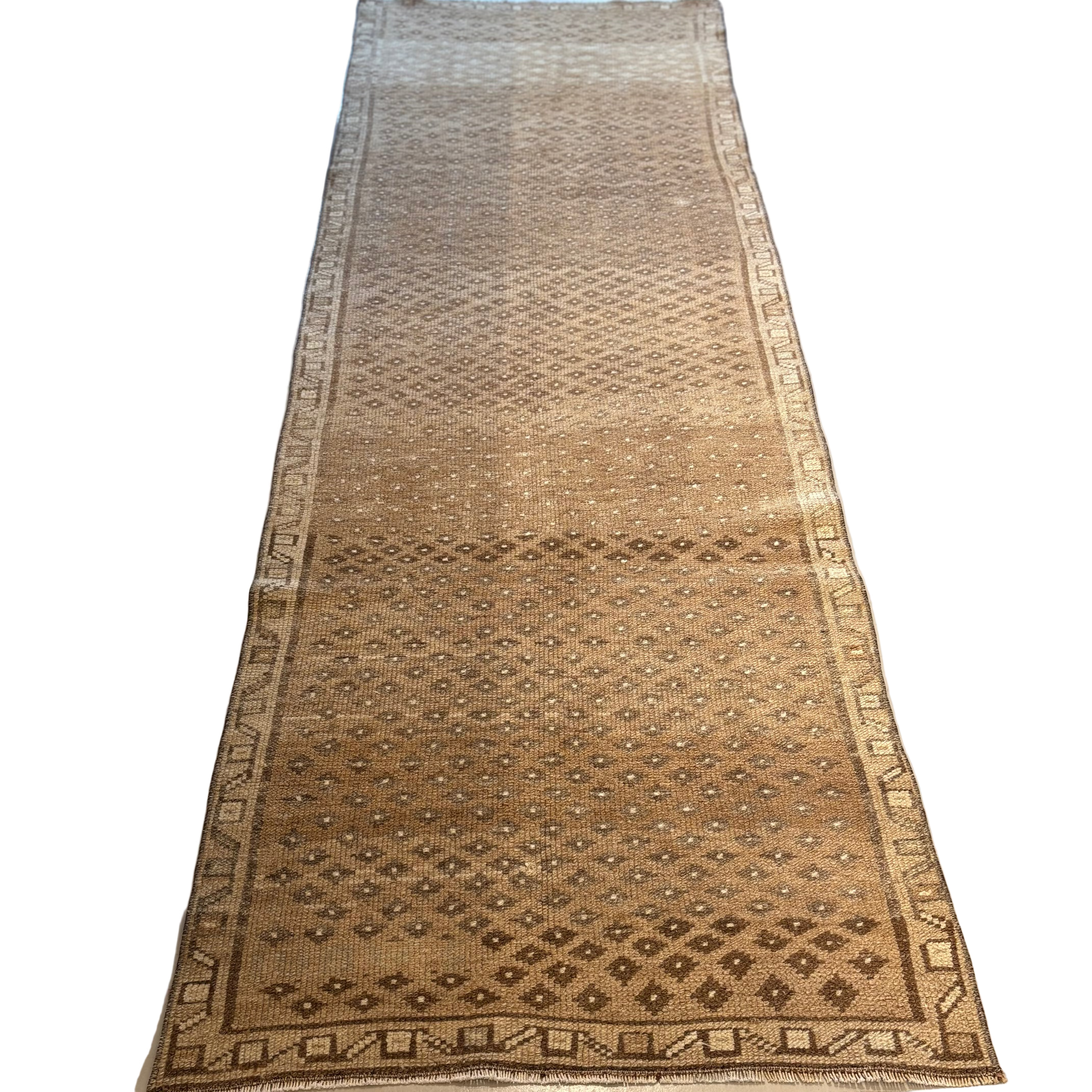 Vintage Beige / Brown / Cream Oushak Runner