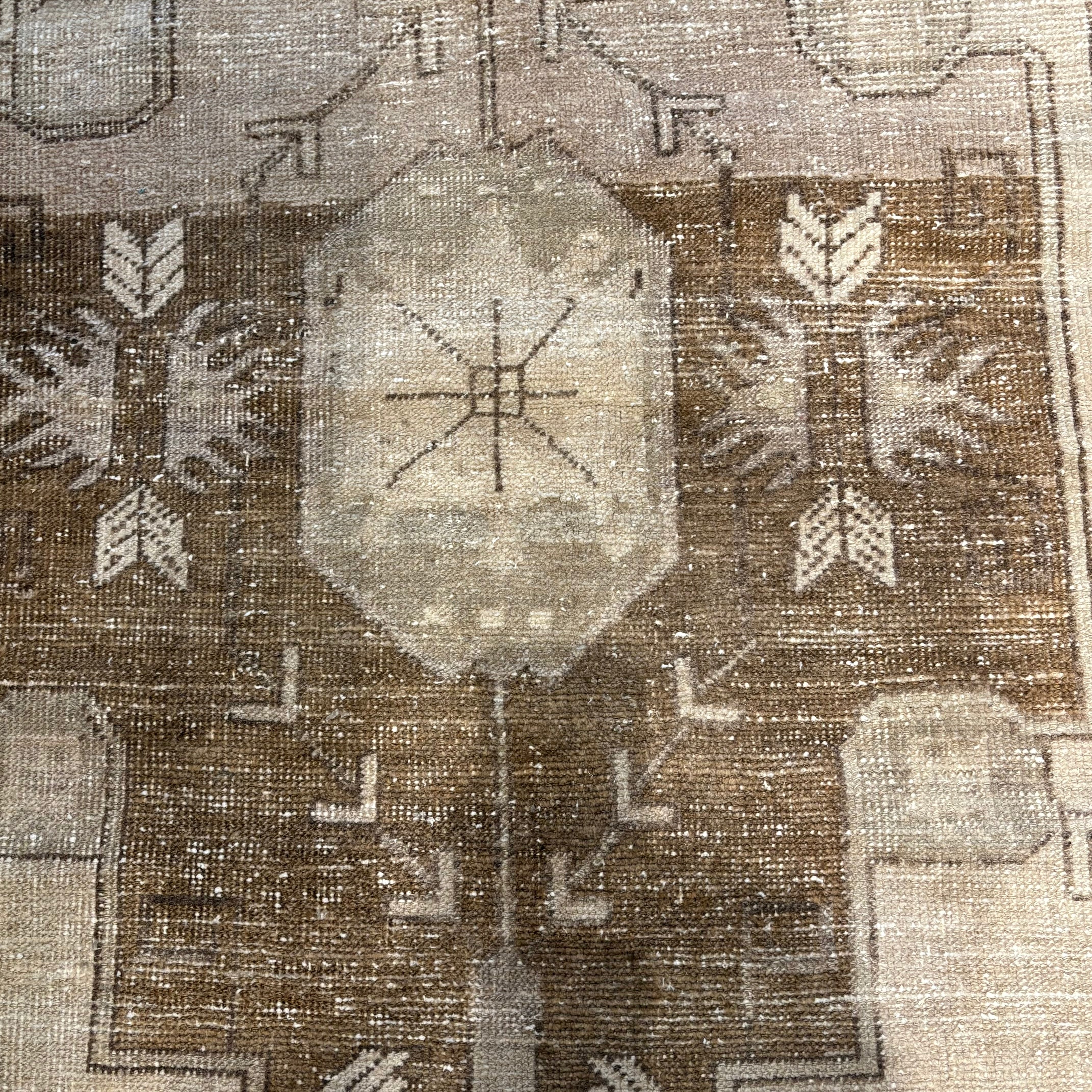 Vintage Neutral Beige / Brown / Cream Oushak Runner