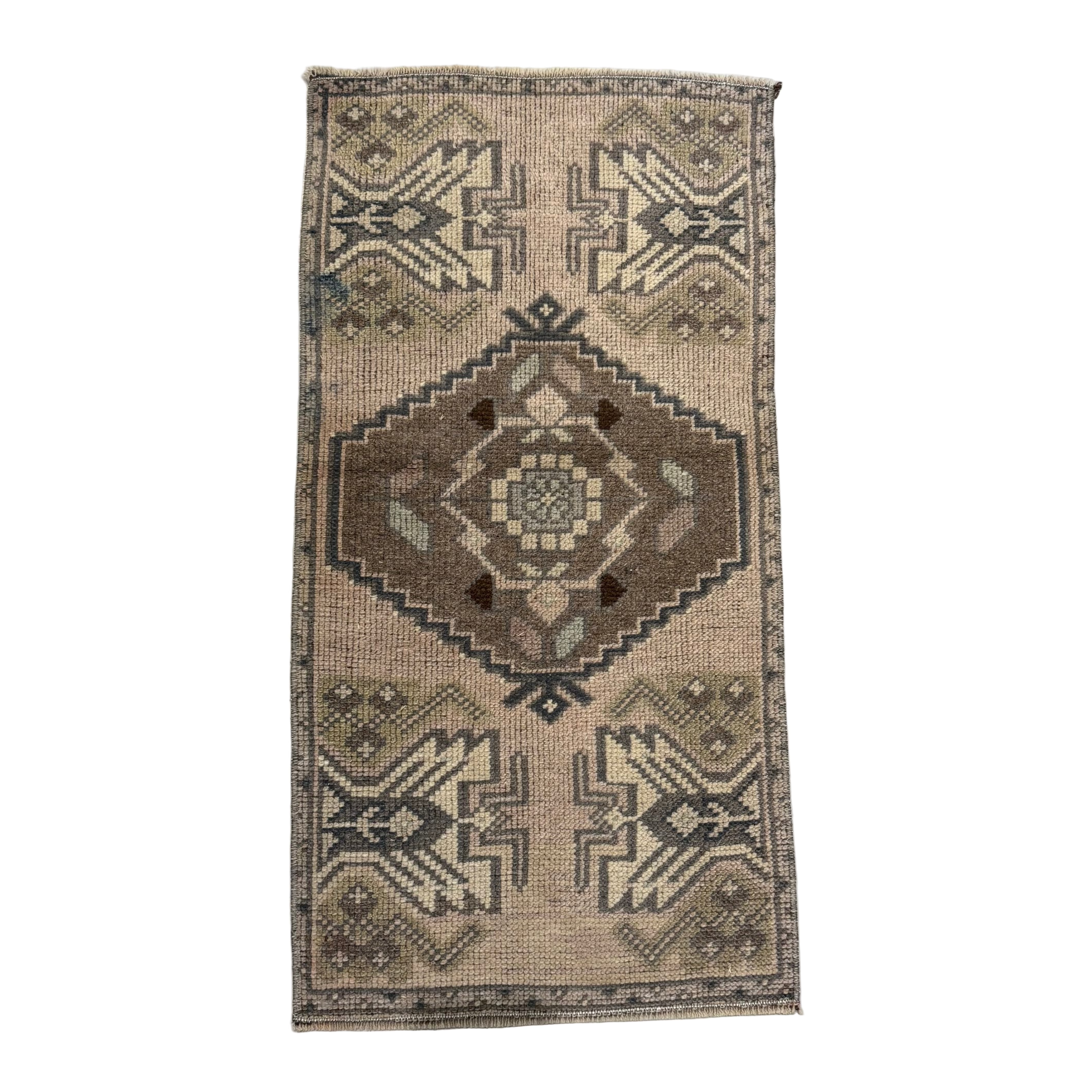 Vintage Neutrals with Beige / Brown / Taupe Oushak Mini Rug