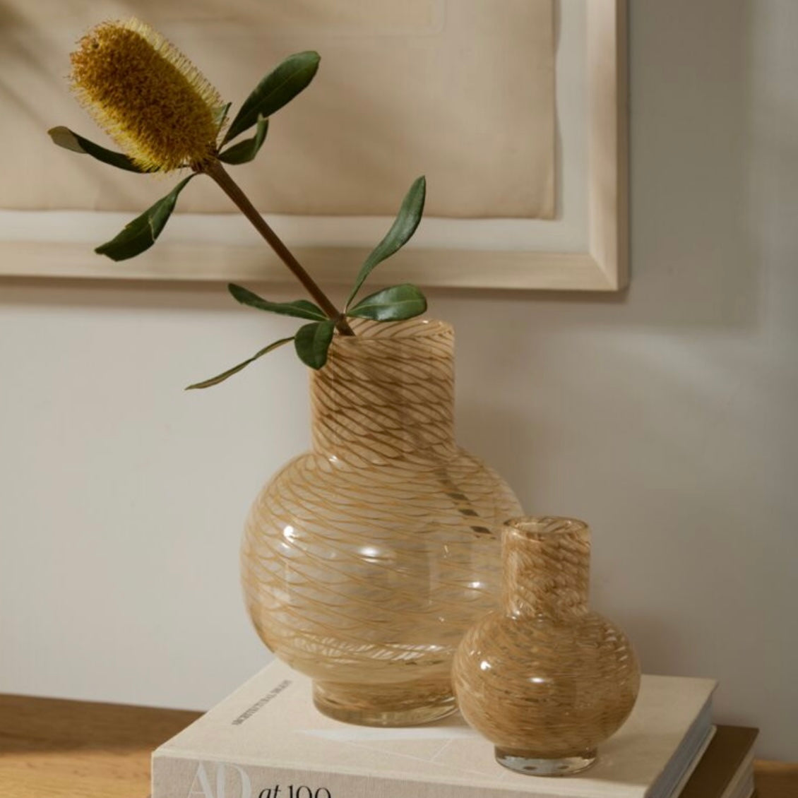 Tan Pattern Glass Vase