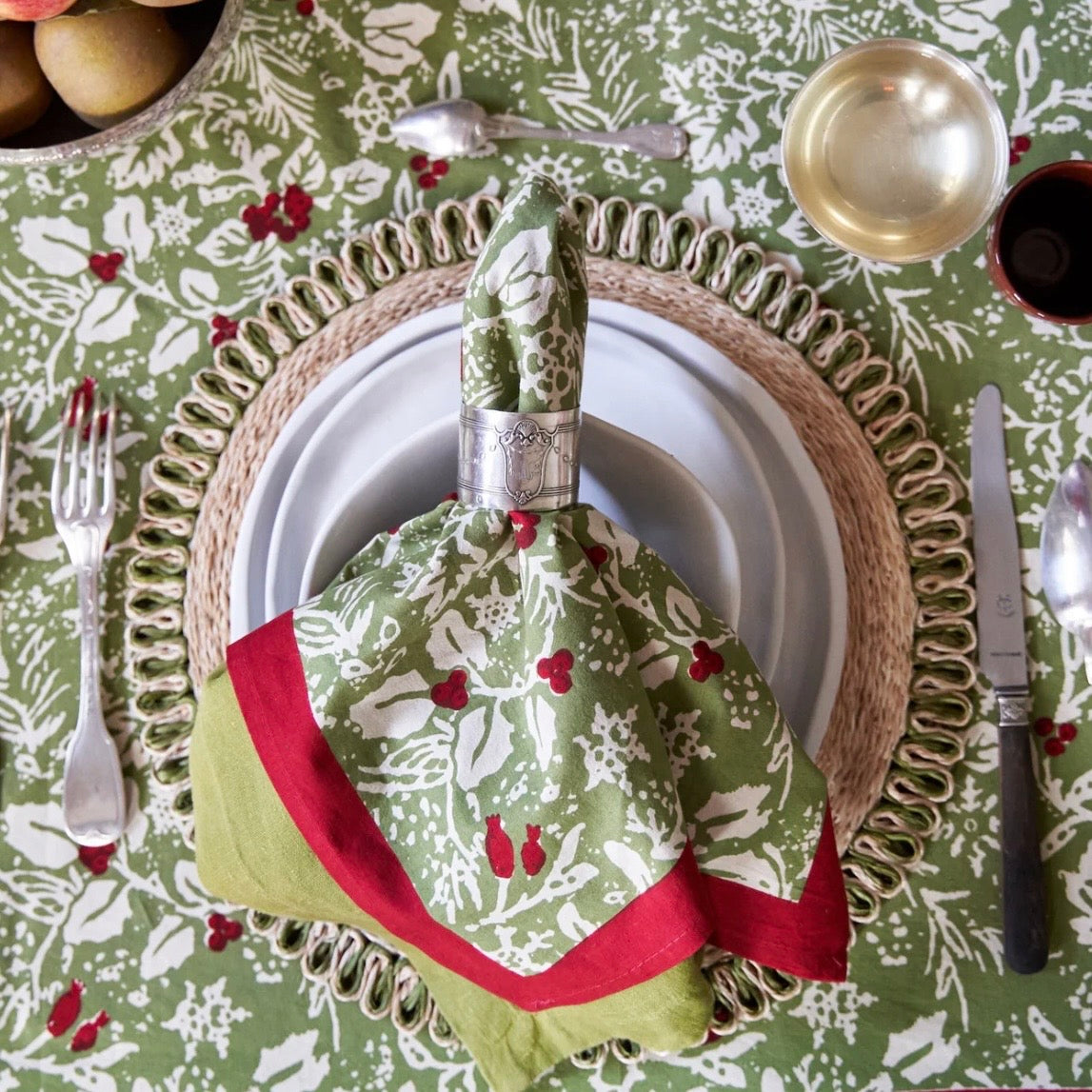 Baies de Houx Red & Green Dinner Napkins
