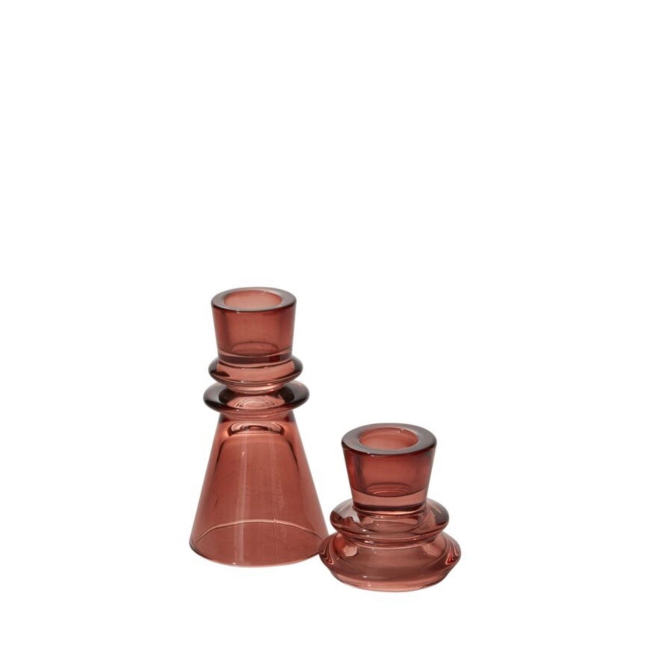 Smokey Brown Glass Sculptural Candlesticks