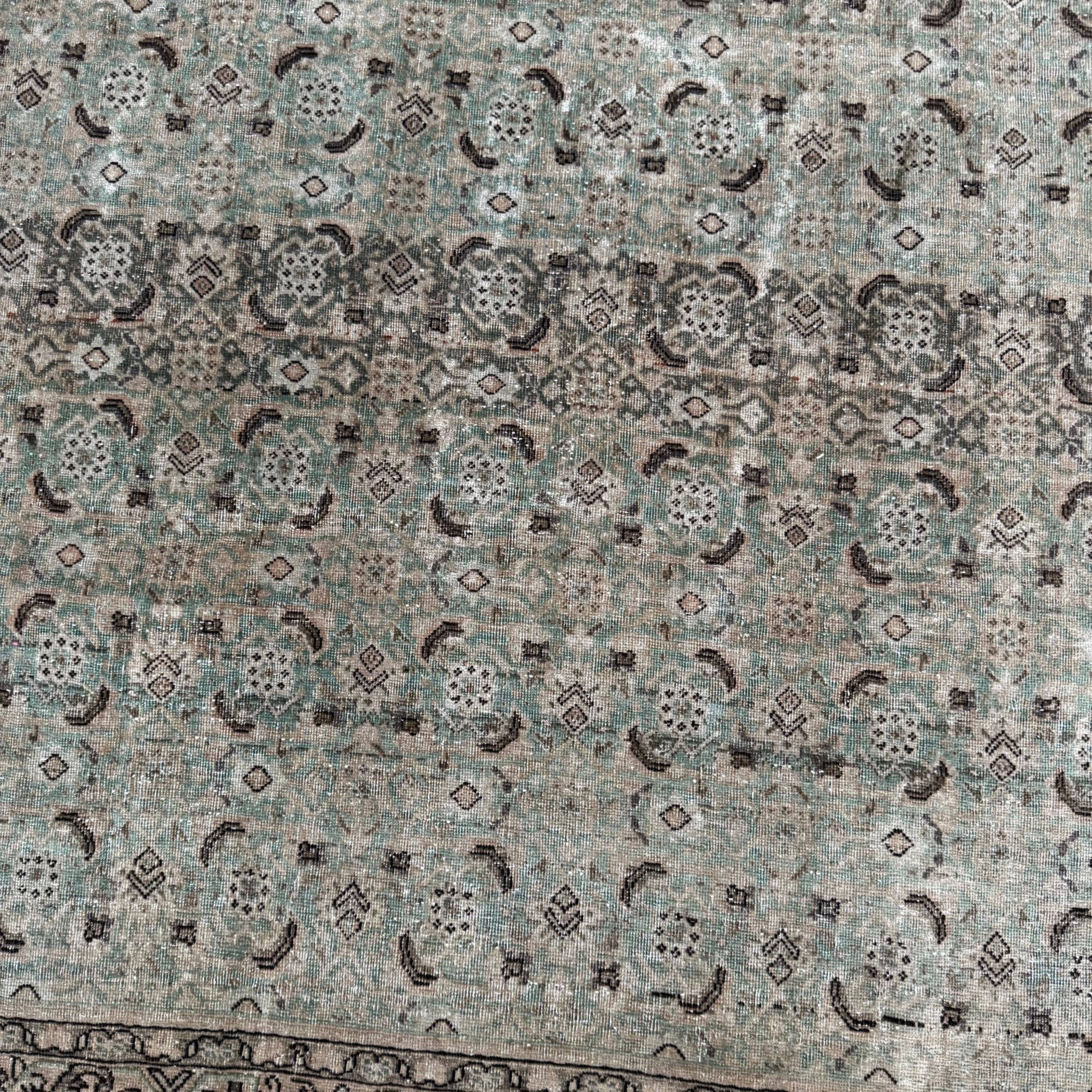 Vintage Light Brown/ Light Green / Brown Oushak Rug