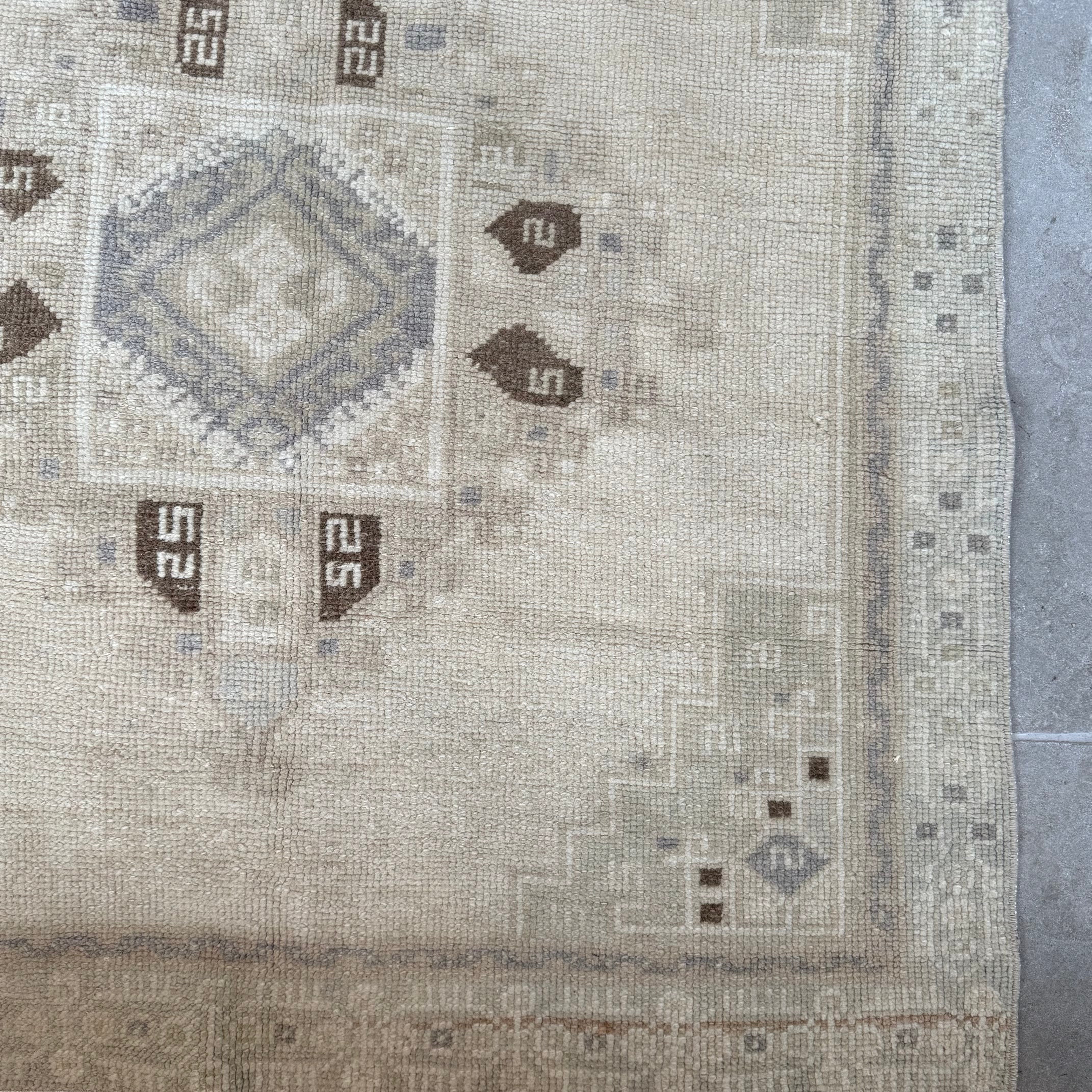 Vintage Light Beige / Grey / Brown Neutrals Oushak Rug