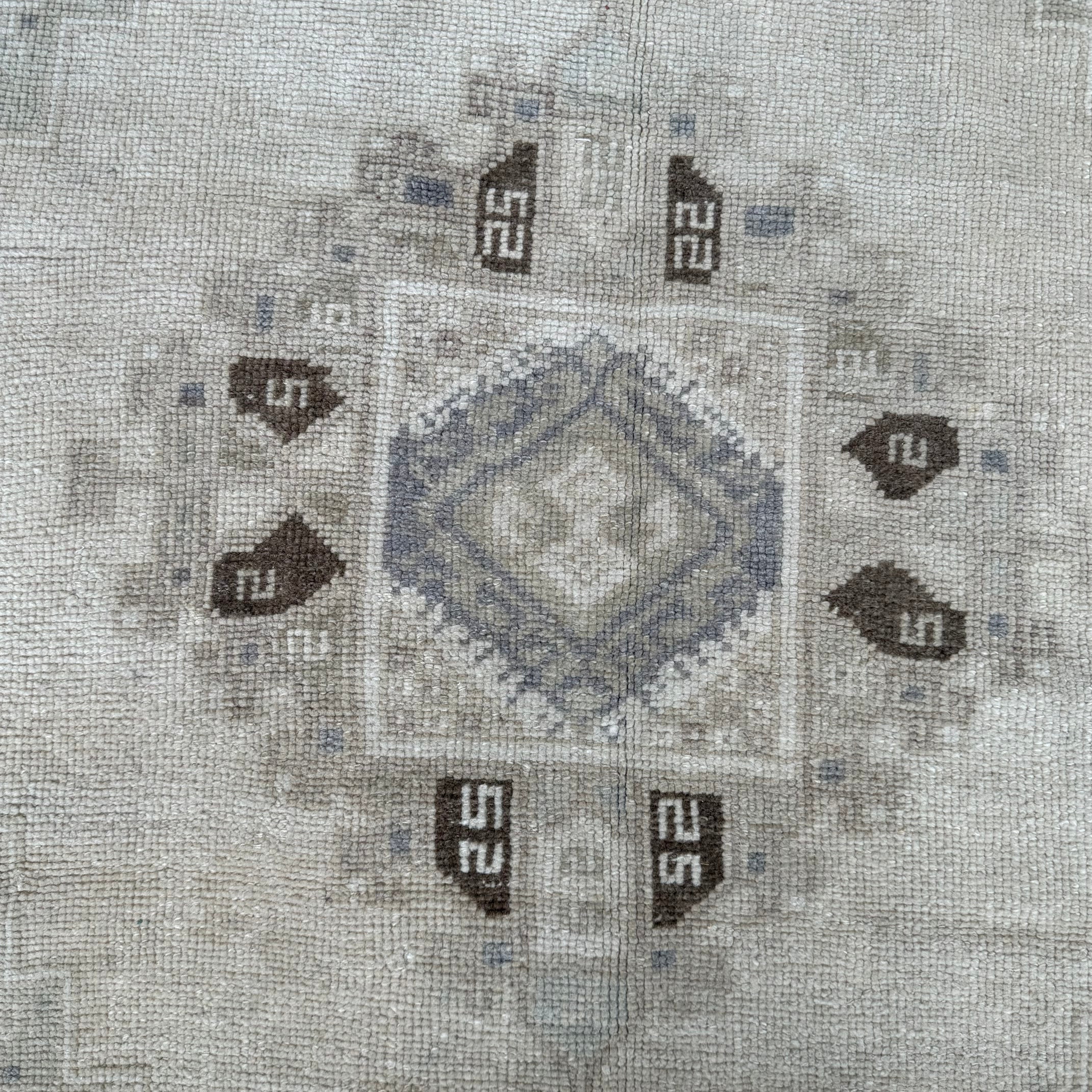 Vintage Light Beige / Grey / Brown Neutrals Oushak Rug