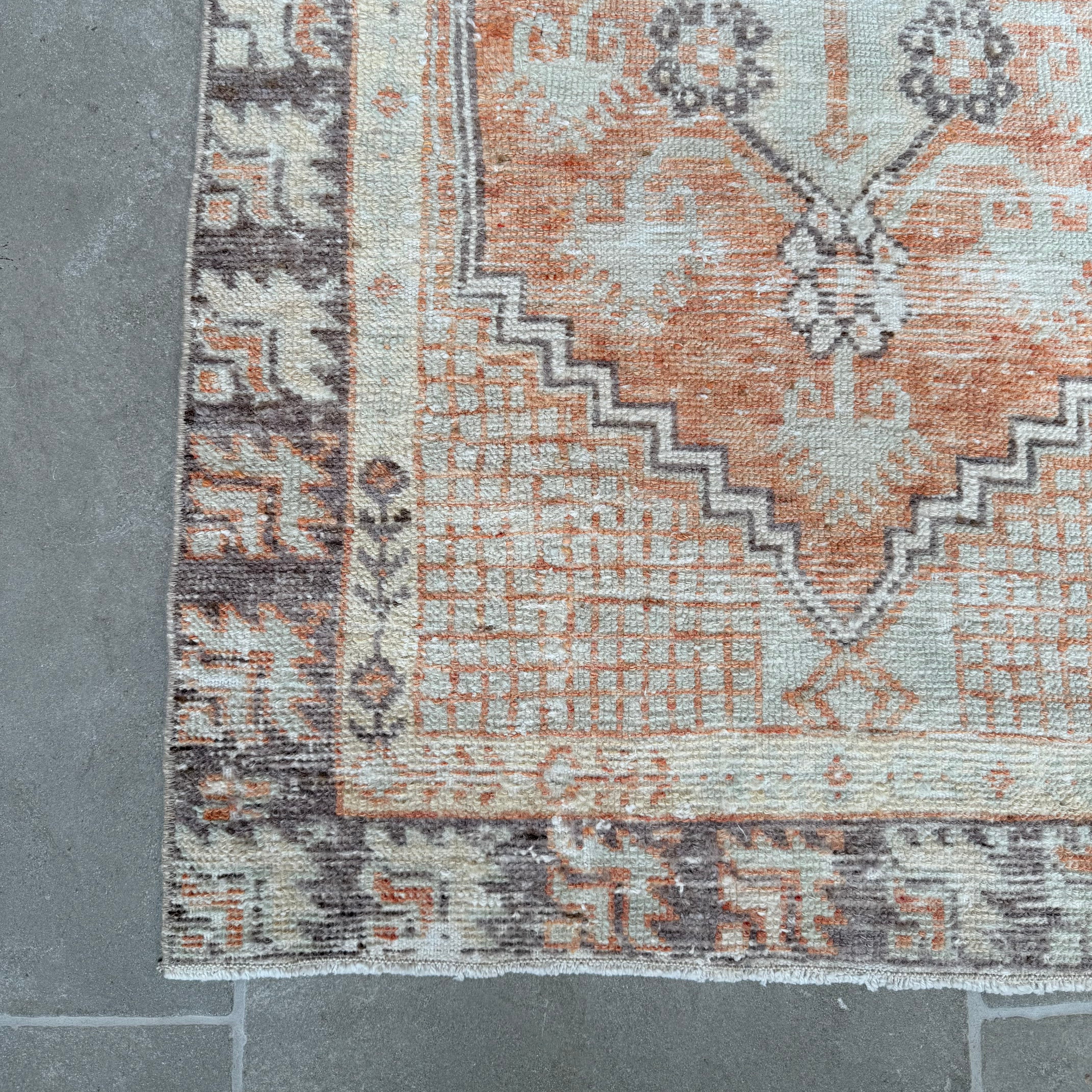 Vintage Orange / Light Blue / Brown Oushak Rug