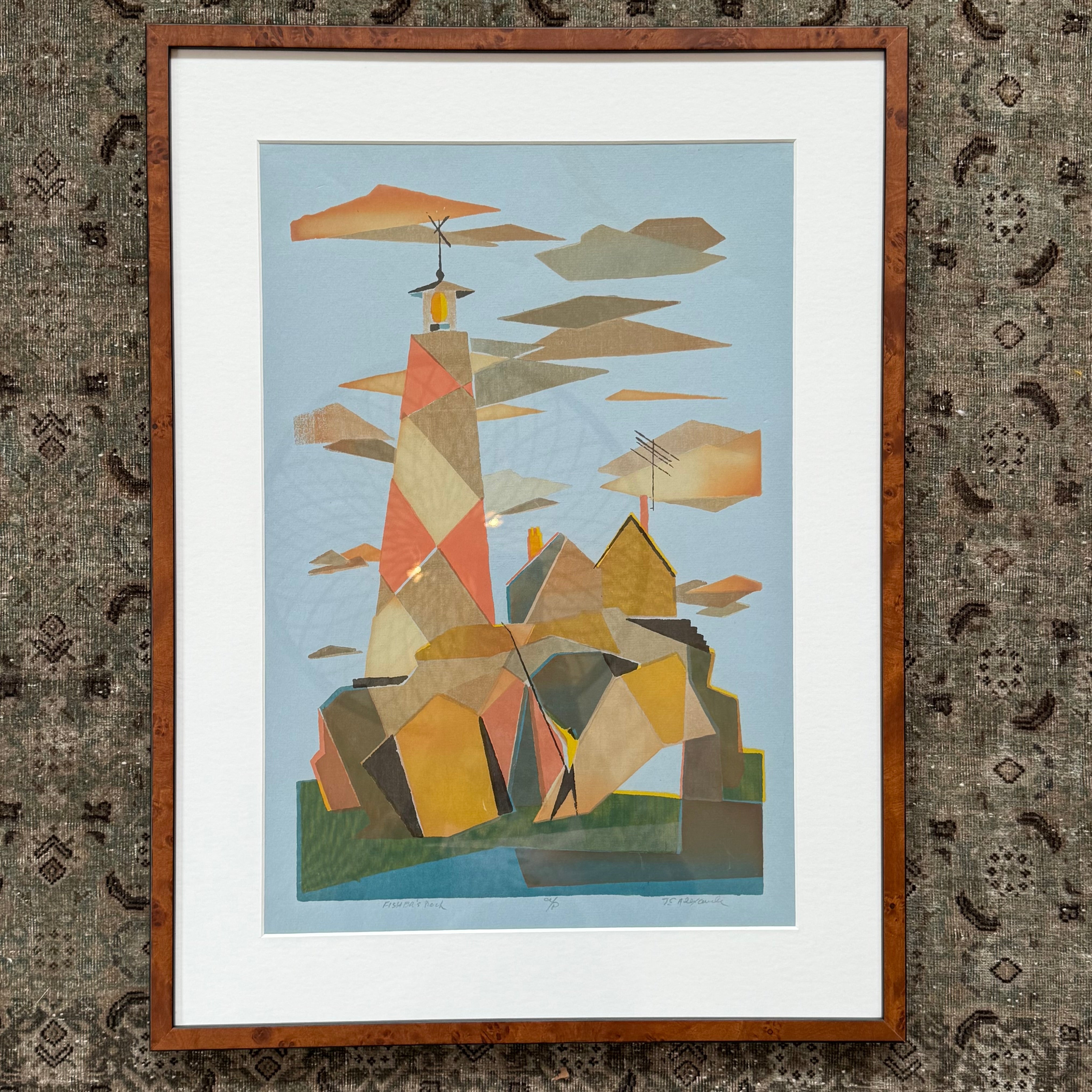 Fisher's Rock Vintage Woodblock